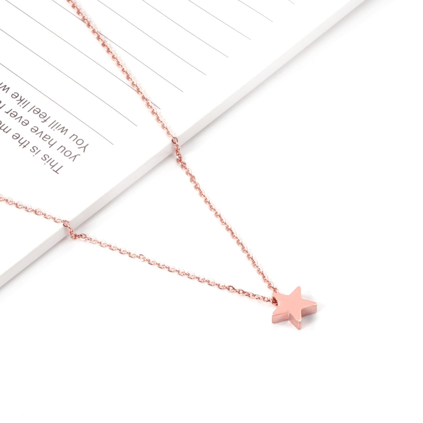 Wholesale Rose Gold & Gold & Steel Glossy Star Pendant Necklace