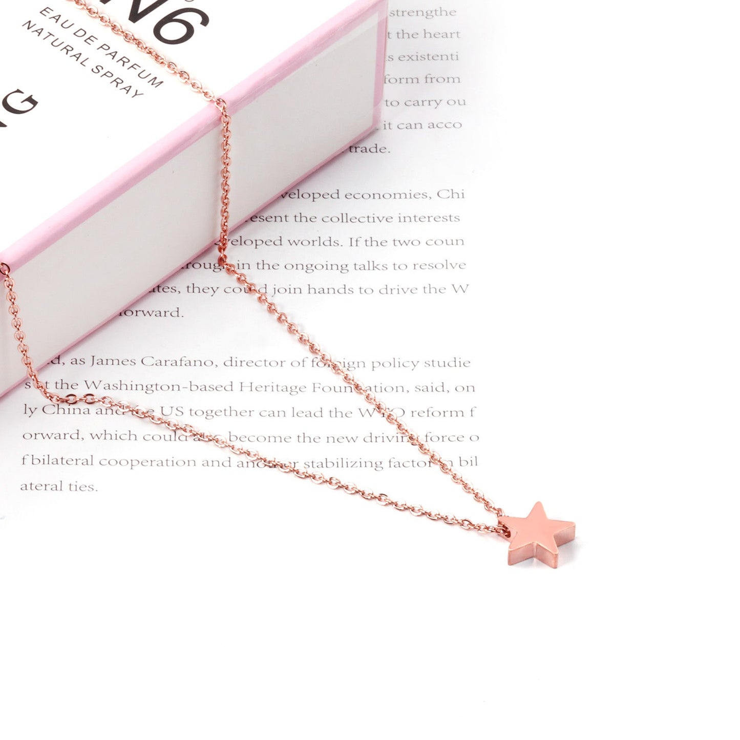Wholesale Rose Gold & Gold & Steel Glossy Star Pendant Necklace