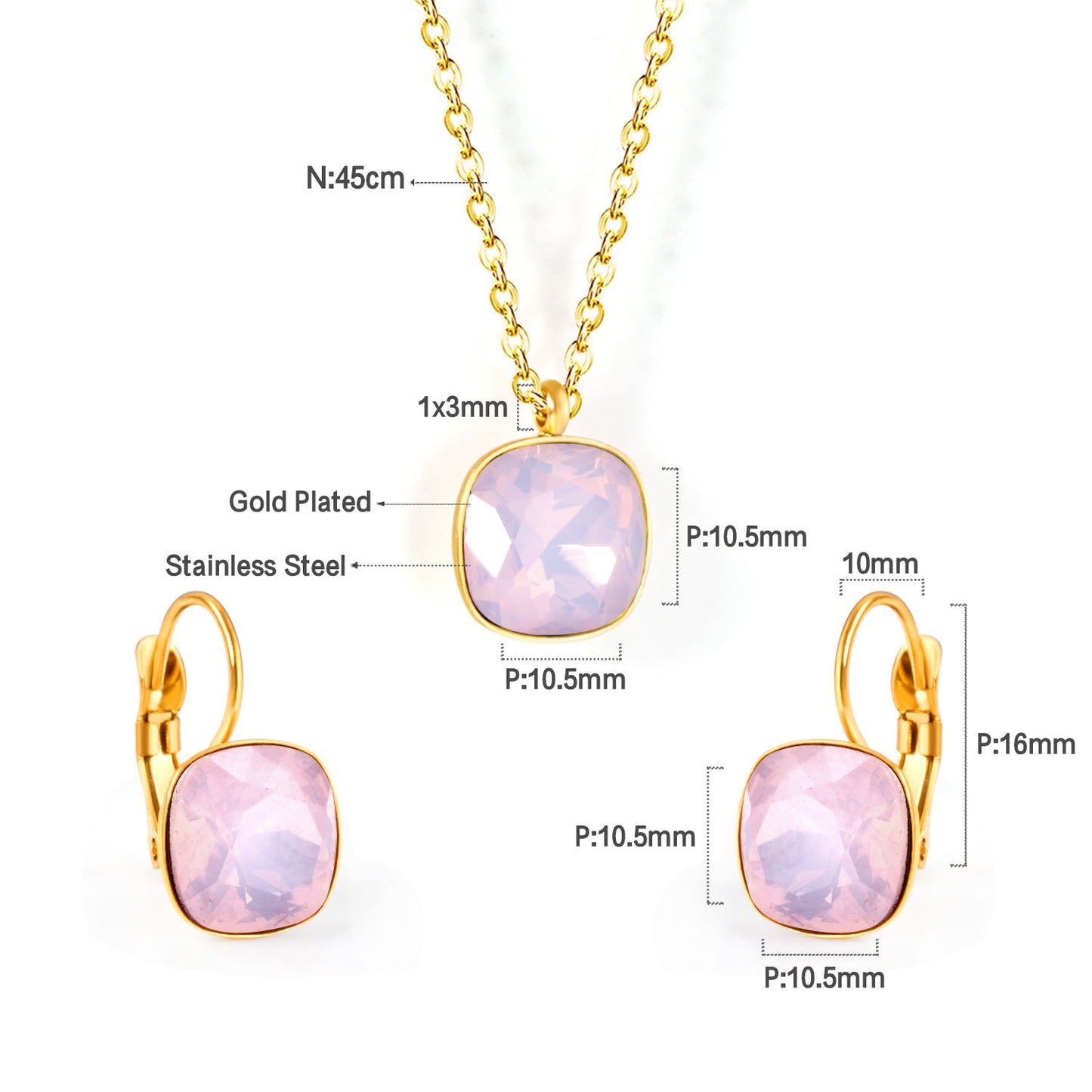 Bridal Jewelry Sets Trendy Style Geomtry Multi-colorful CZ Pendant Necklace Earrings Sets Brinco Party Wholesale