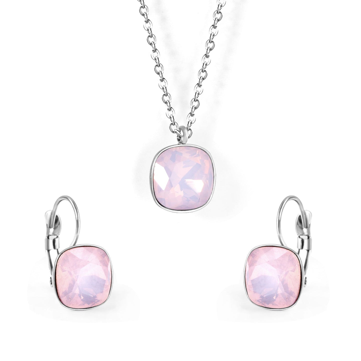 Bridal Jewelry Sets Trendy Style Geomtry Multi-colorful CZ Pendant Necklace Earrings Sets Brinco Party Wholesale