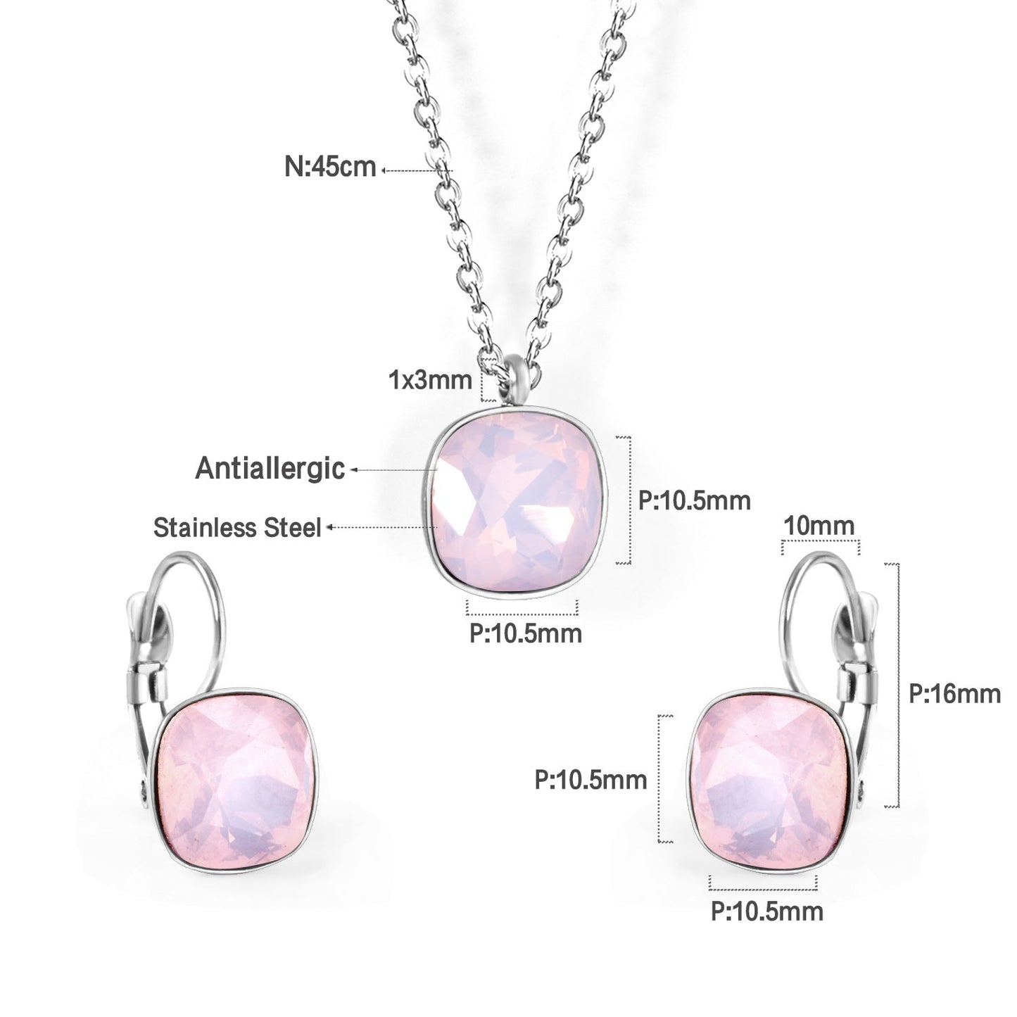 Bridal Jewelry Sets Trendy Style Geomtry Multi-colorful CZ Pendant Necklace Earrings Sets Brinco Party Wholesale