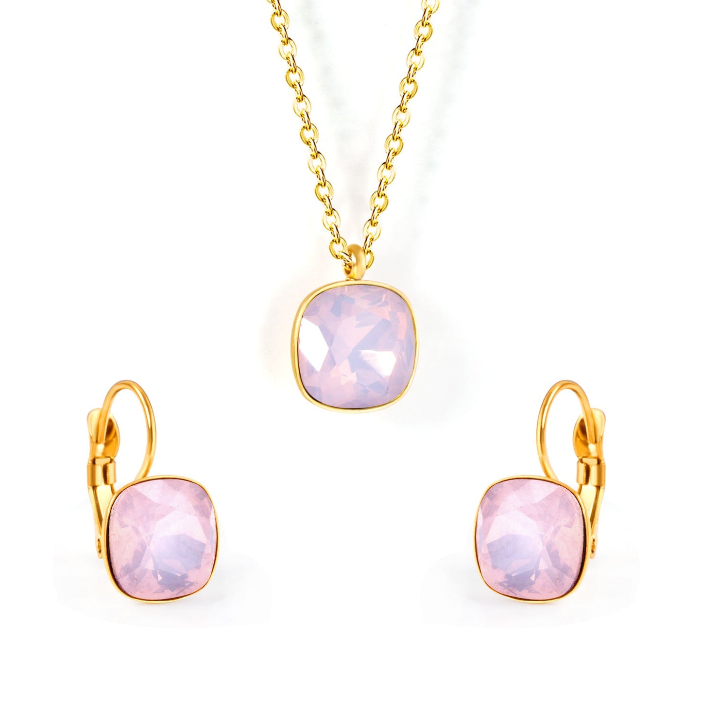 Bridal Jewelry Sets Trendy Style Geomtry Multi-colorful CZ Pendant Necklace Earrings Sets Brinco Party Wholesale
