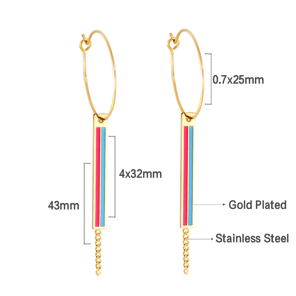 Fashion Rectangular Mixed Color With Chain Earrings