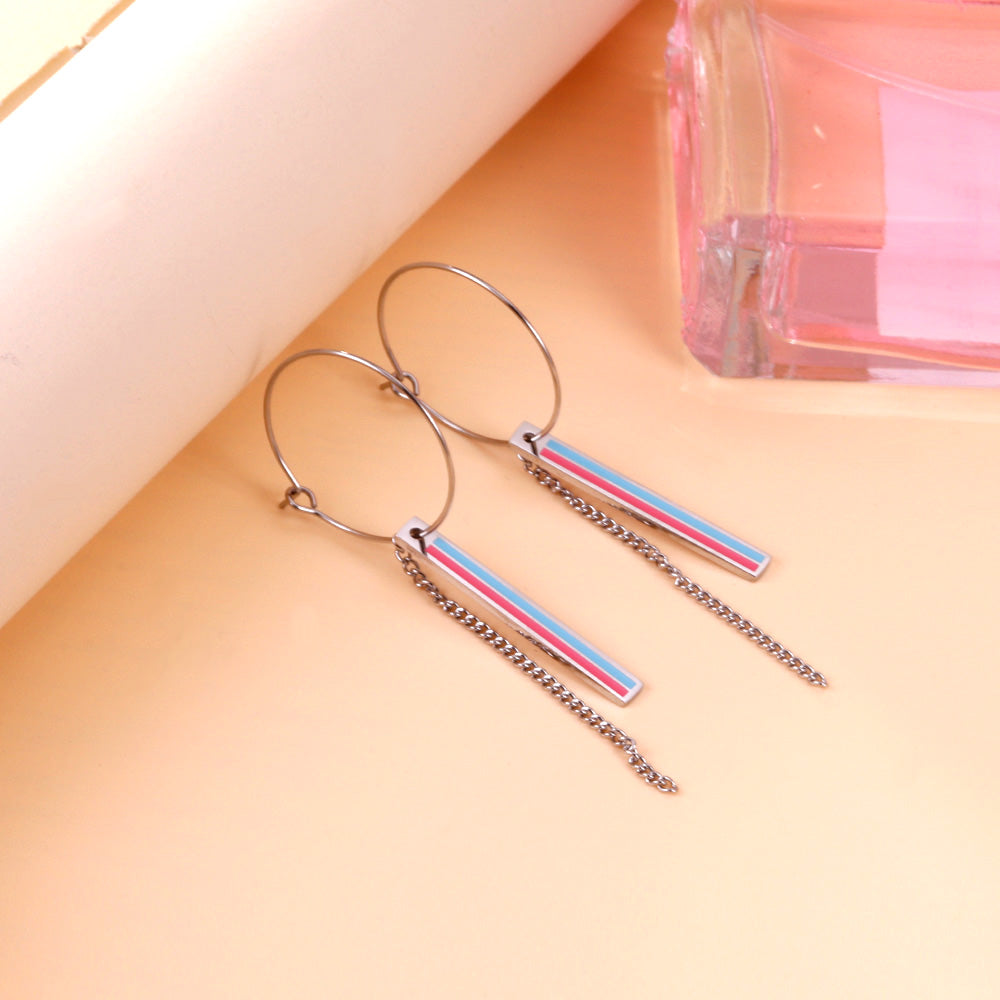 Fashion Rectangular Mixed Color With Chain Earrings