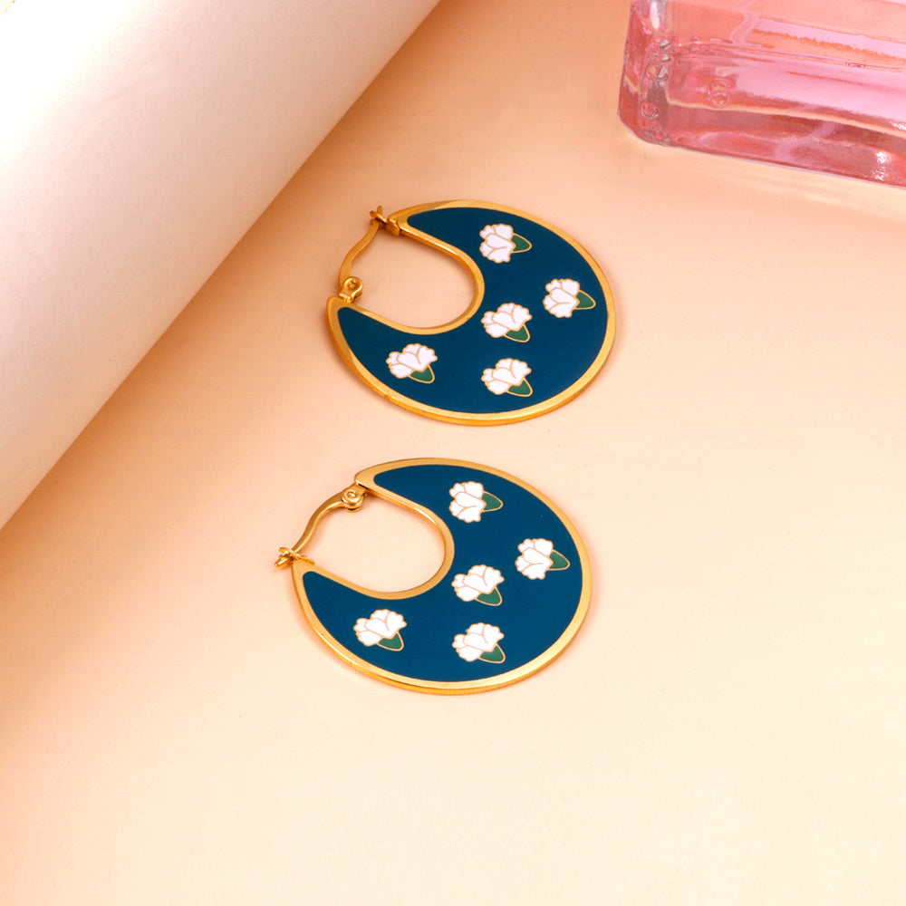 Carnation Irregular Dark Green And Purple Drop Oil Enamel Girls Kids Jewelry Earrings