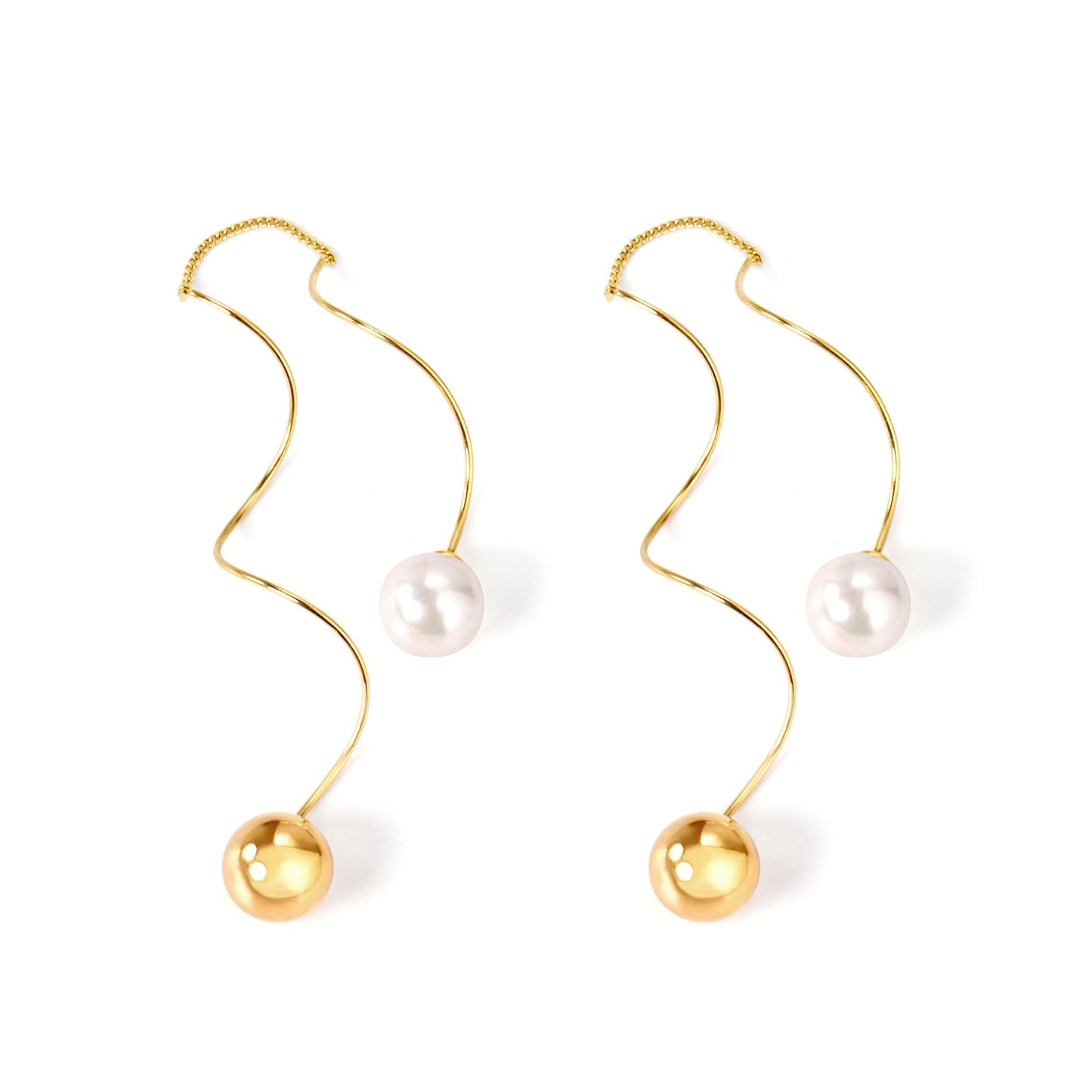 10mm steel beads + 10mm pearl stud earrings