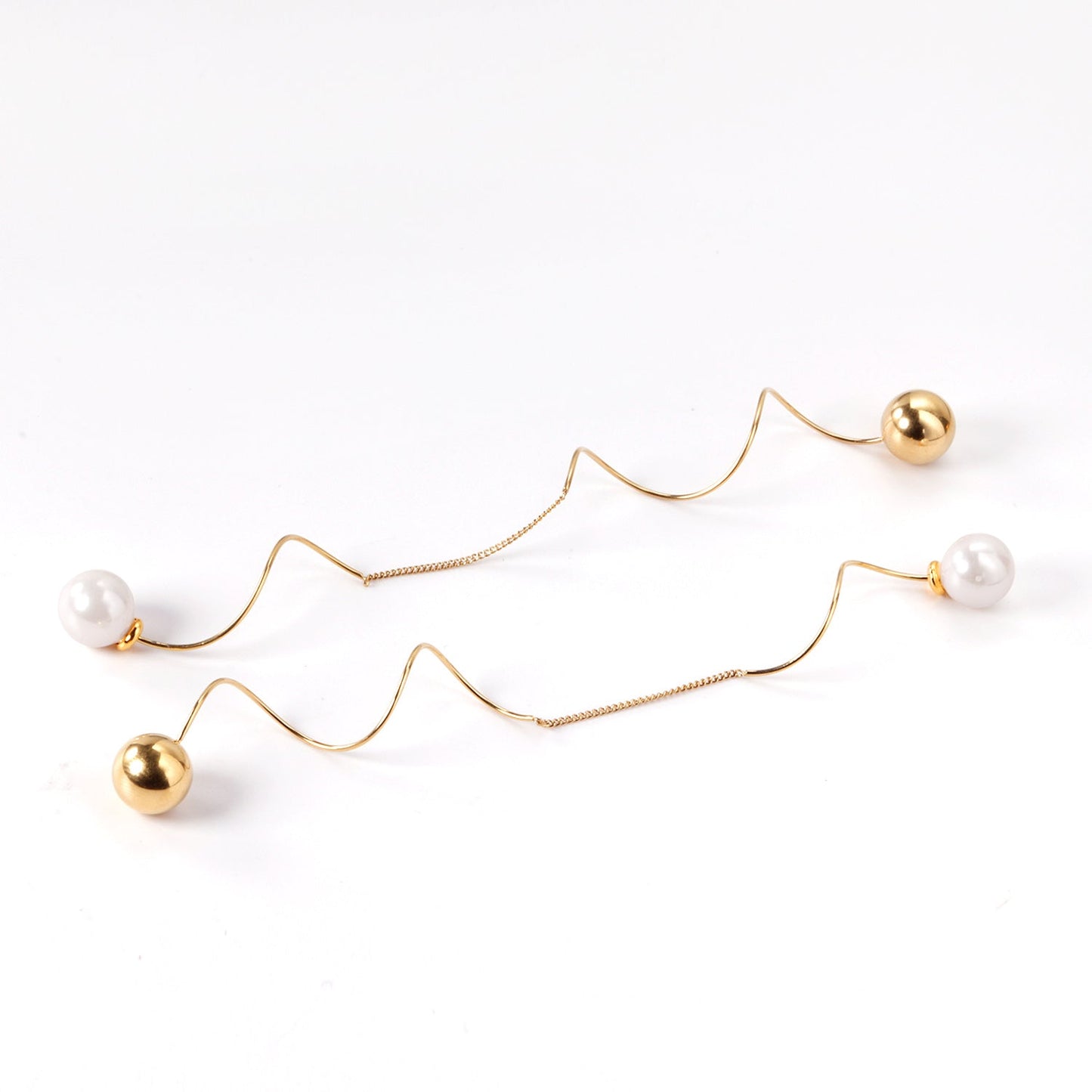 10mm steel beads + 10mm pearl stud earrings