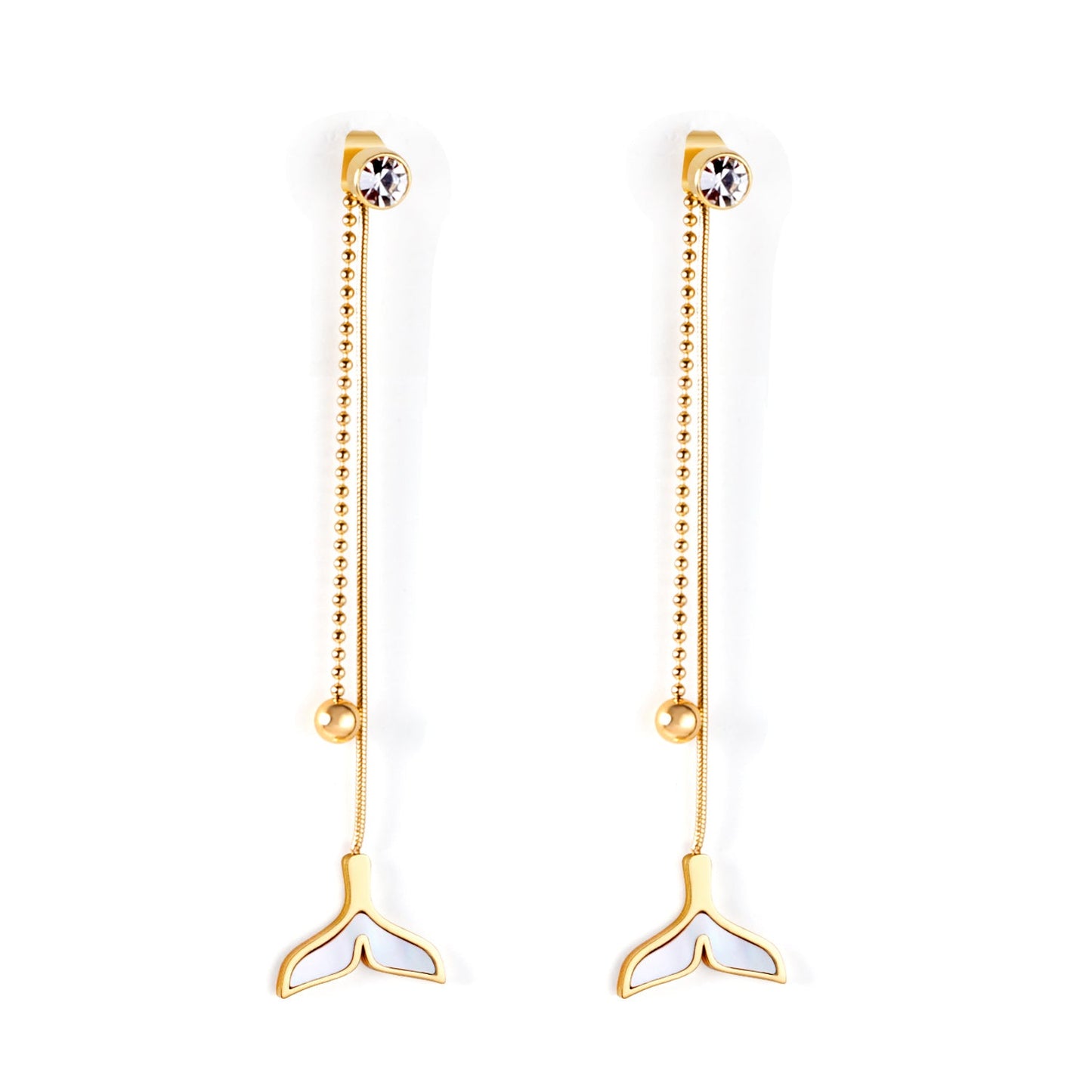 Cylindrical with Diamonds + Steel Beads + Fishtail Earrings