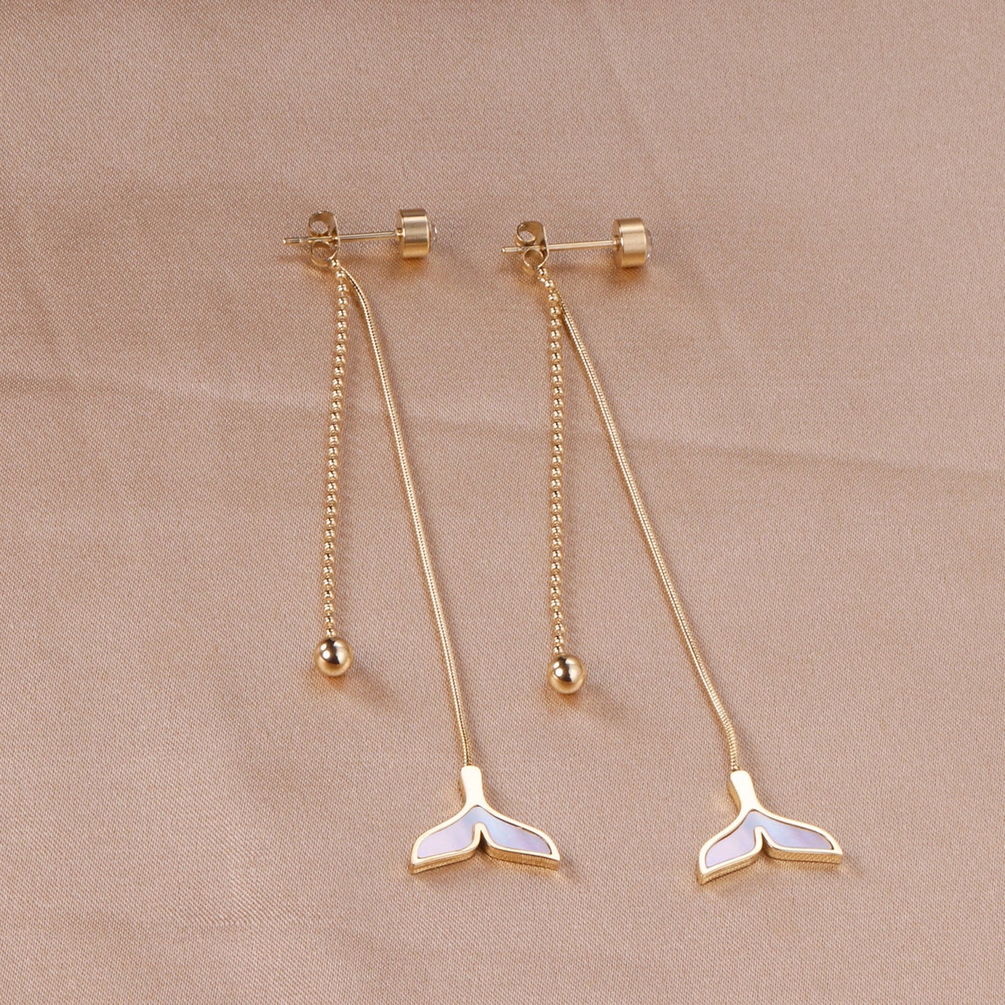 Cylindrical with Diamonds + Steel Beads + Fishtail Earrings