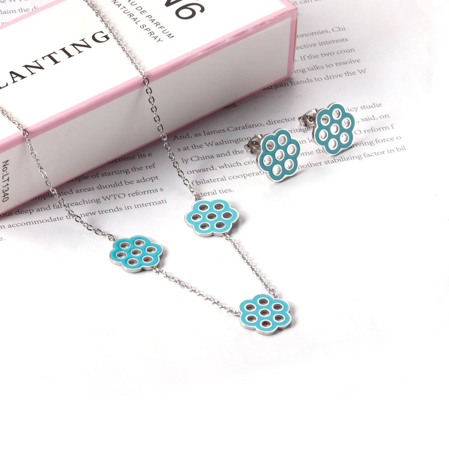 Flower Jewelry Set Gold/Steel