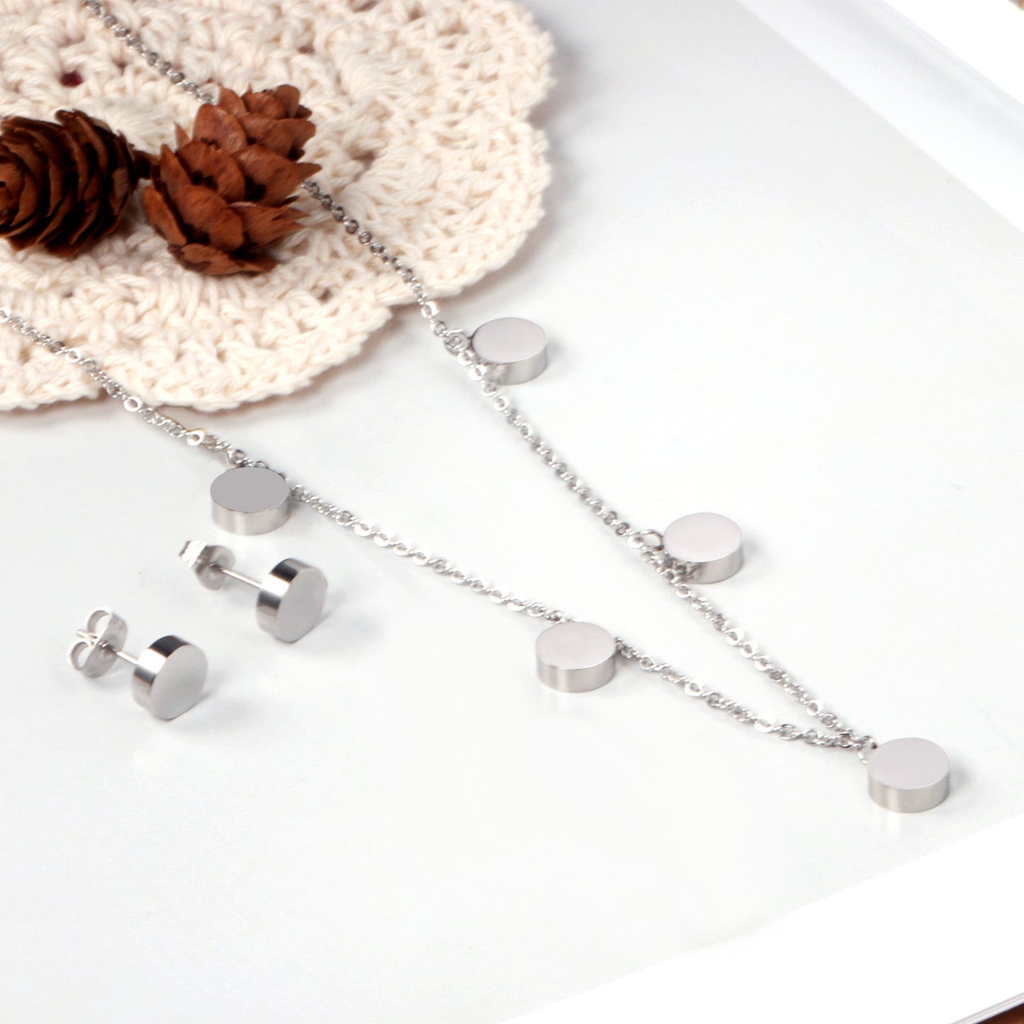 Set of 5 Round Polished Steel/Gold