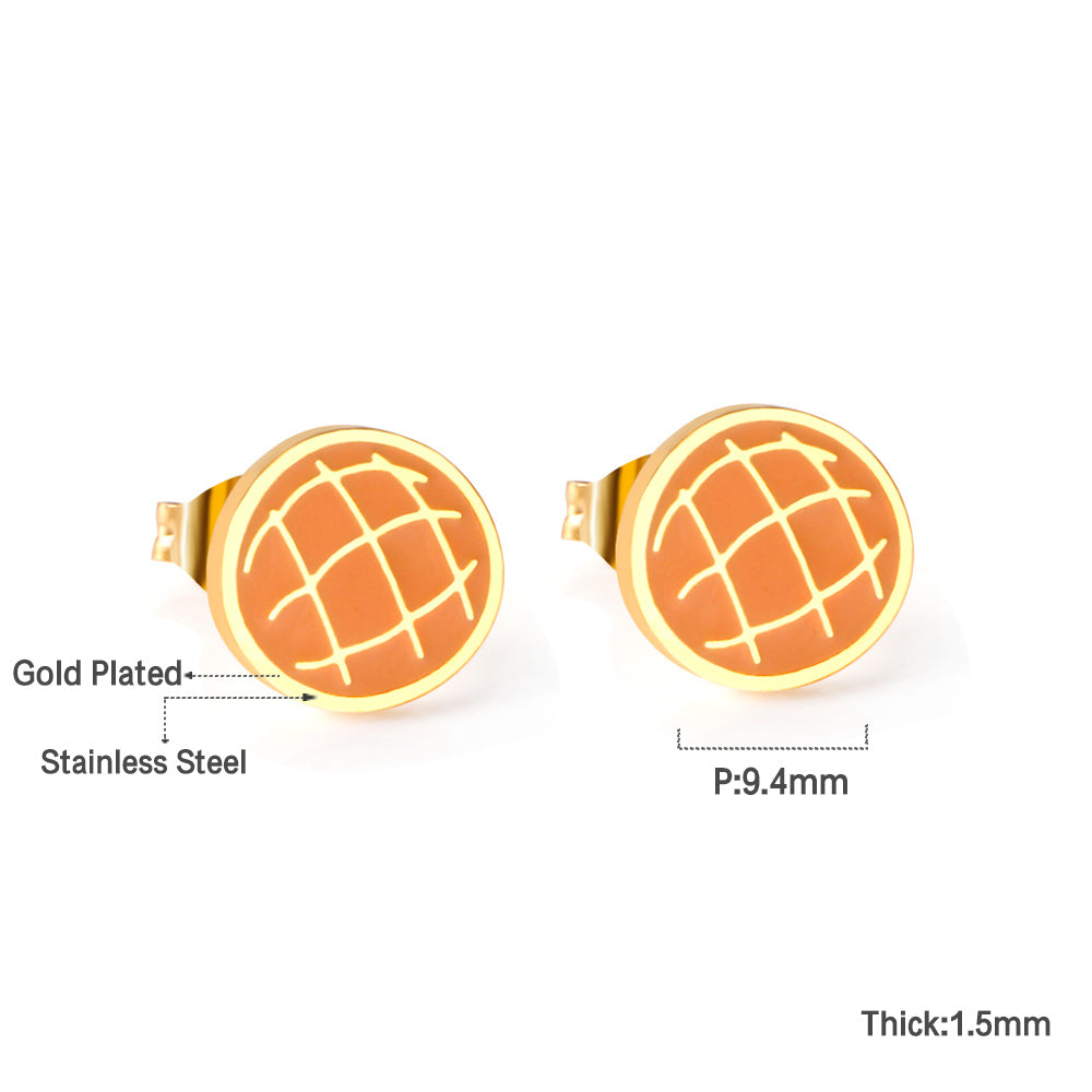 Orange Pineapple Bun Cut Earrings