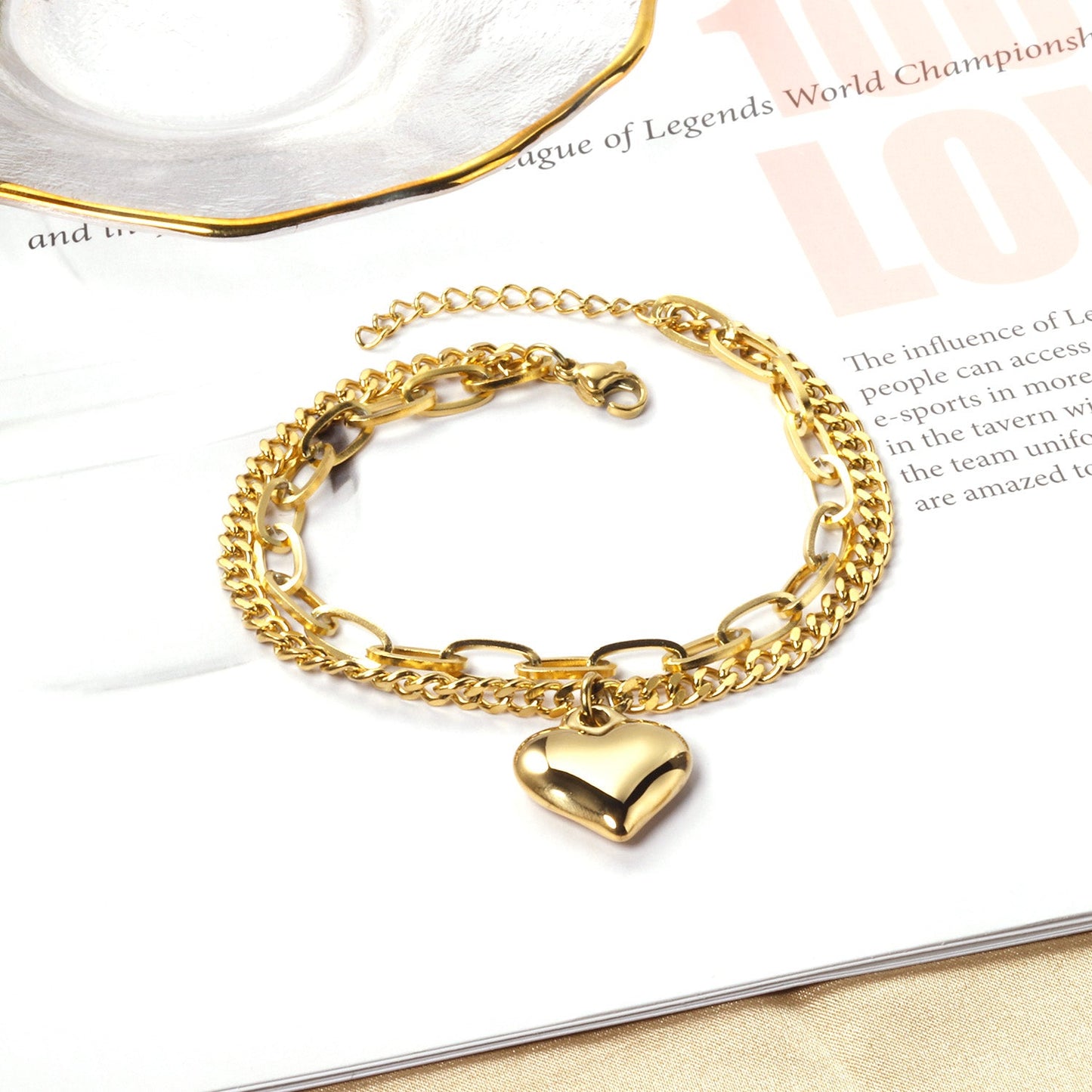 17.5*18.50mm with heart bracelet 18+3cm