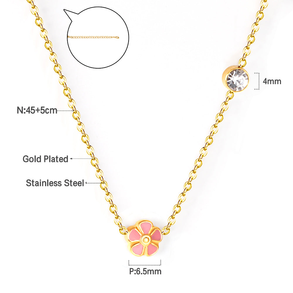 Red & Pink & Blue & Purple Peach Blossom Pendant Necklaces with Diamonds 45+5cm