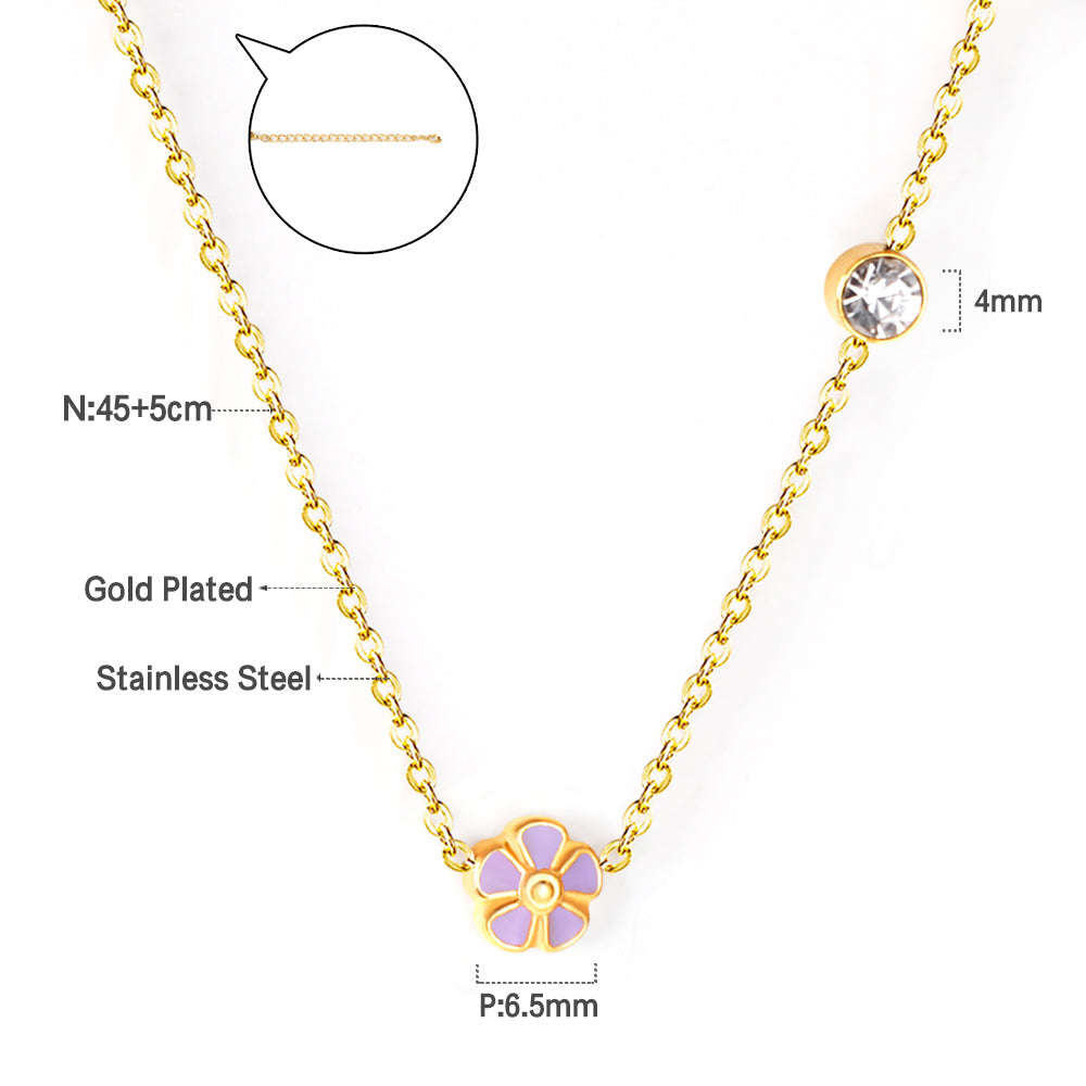 Red & Pink & Blue & Purple Peach Blossom Pendant Necklaces with Diamonds 45+5cm