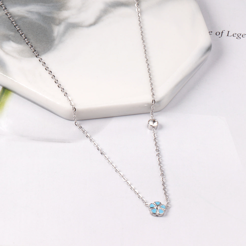 Red & Pink & Blue & Purple Peach Blossom Pendant Necklaces with Diamonds 45+5cm
