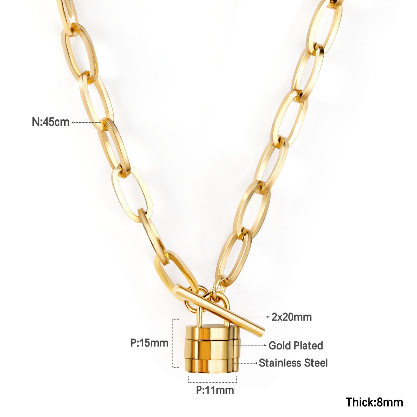 11*15mm Lock Pendant Necklace