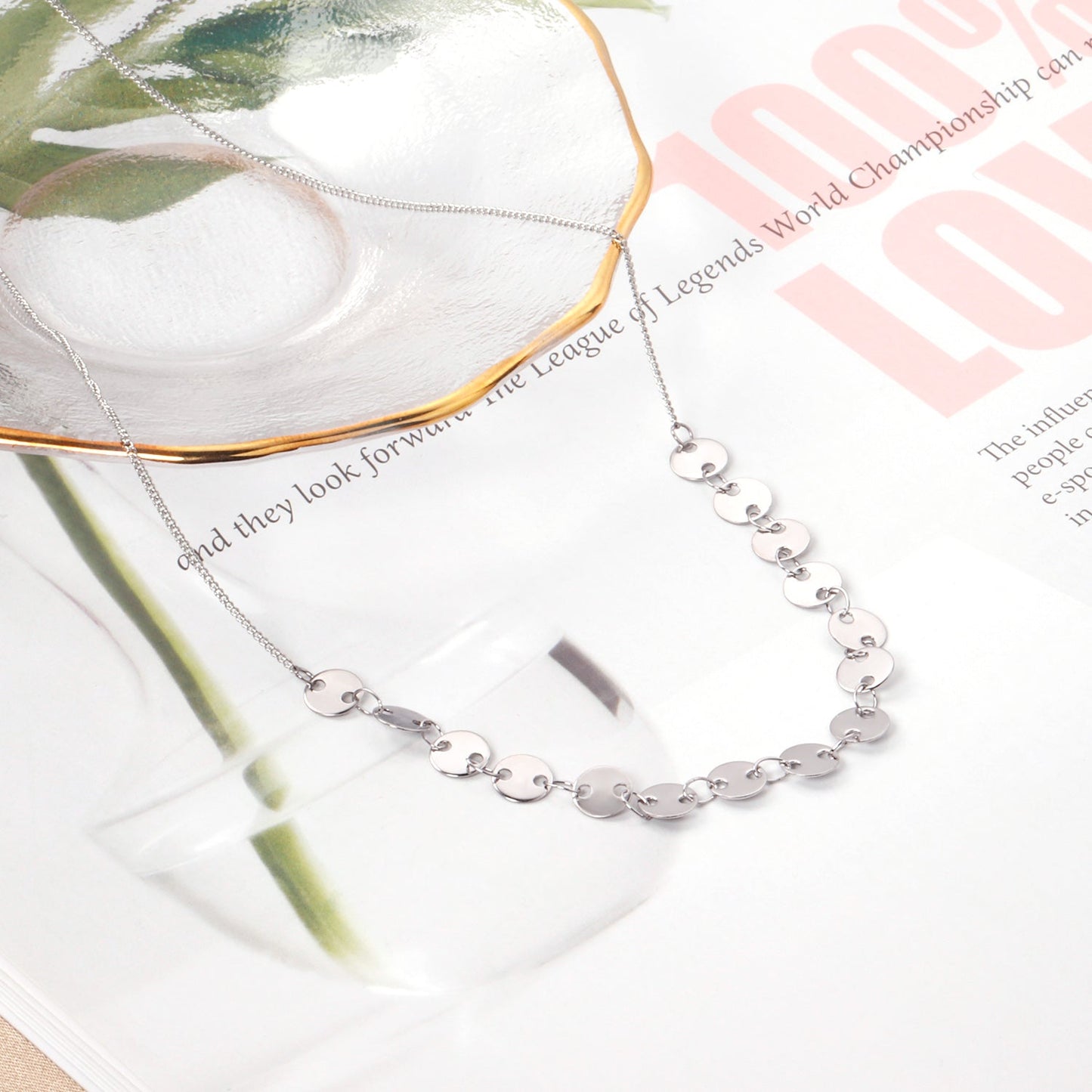 6mm round cake pendant necklace 45+5cm