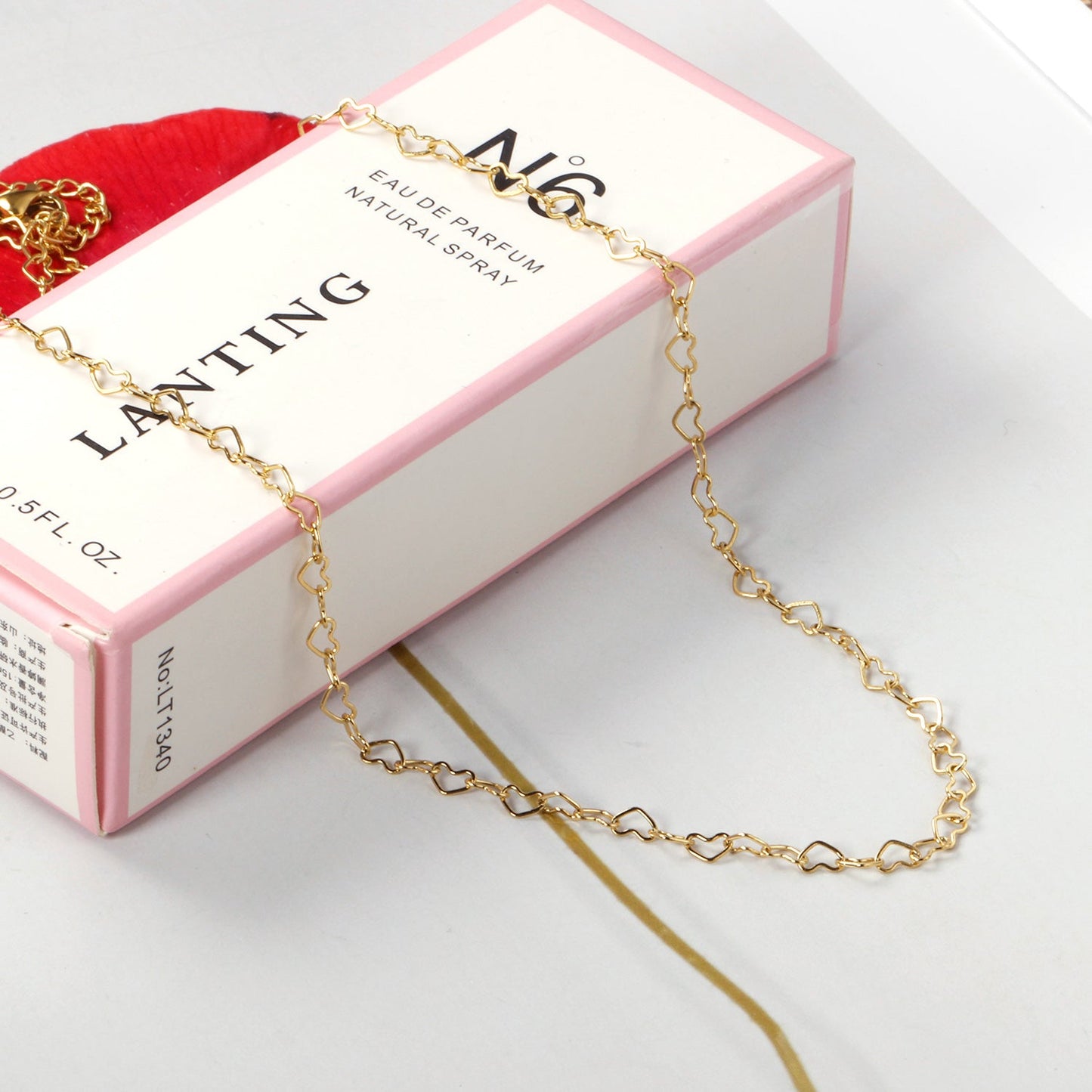 5*3mm Heart Circle Necklace 40+5cm