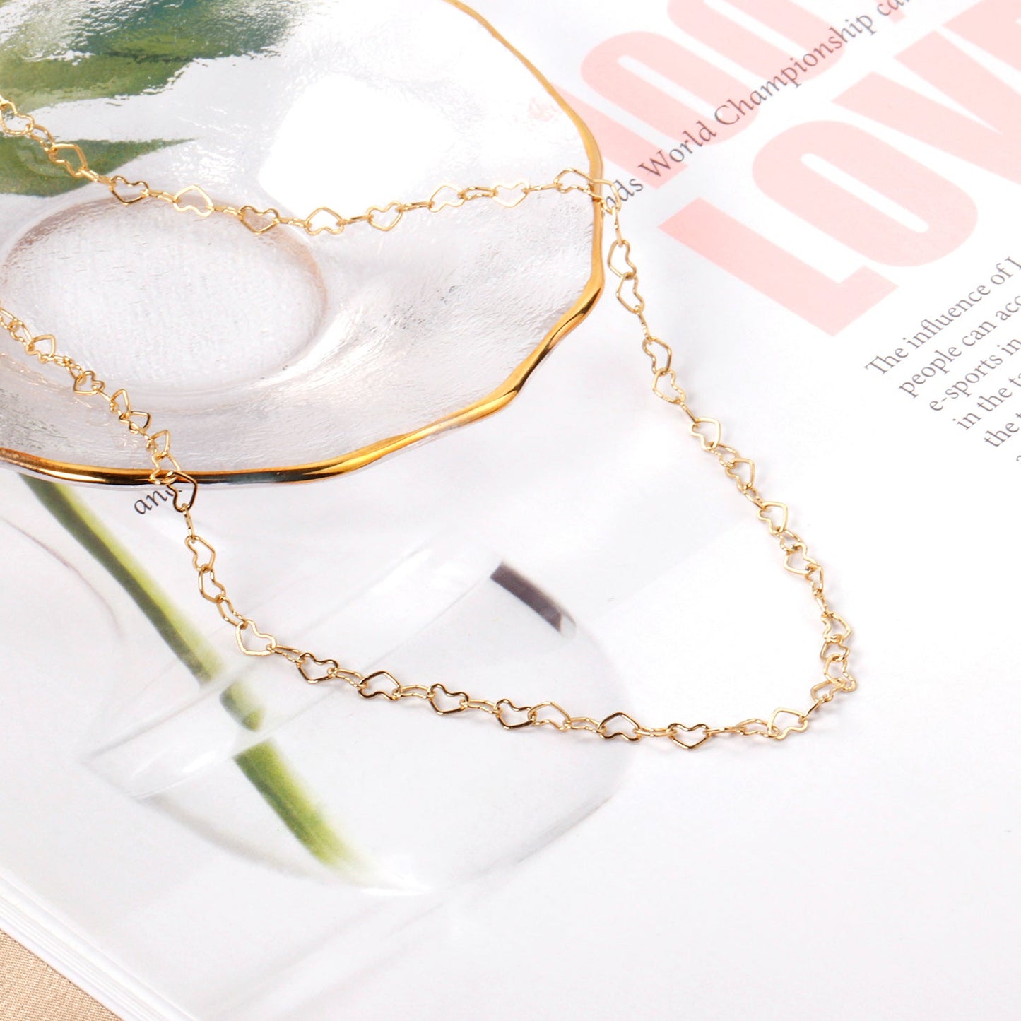 5*3mm Heart Circle Necklace 40+5cm