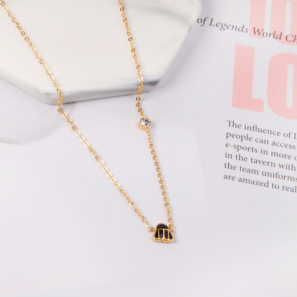 Black & Red Hat Pendant Necklace with Diamonds 45+5cm