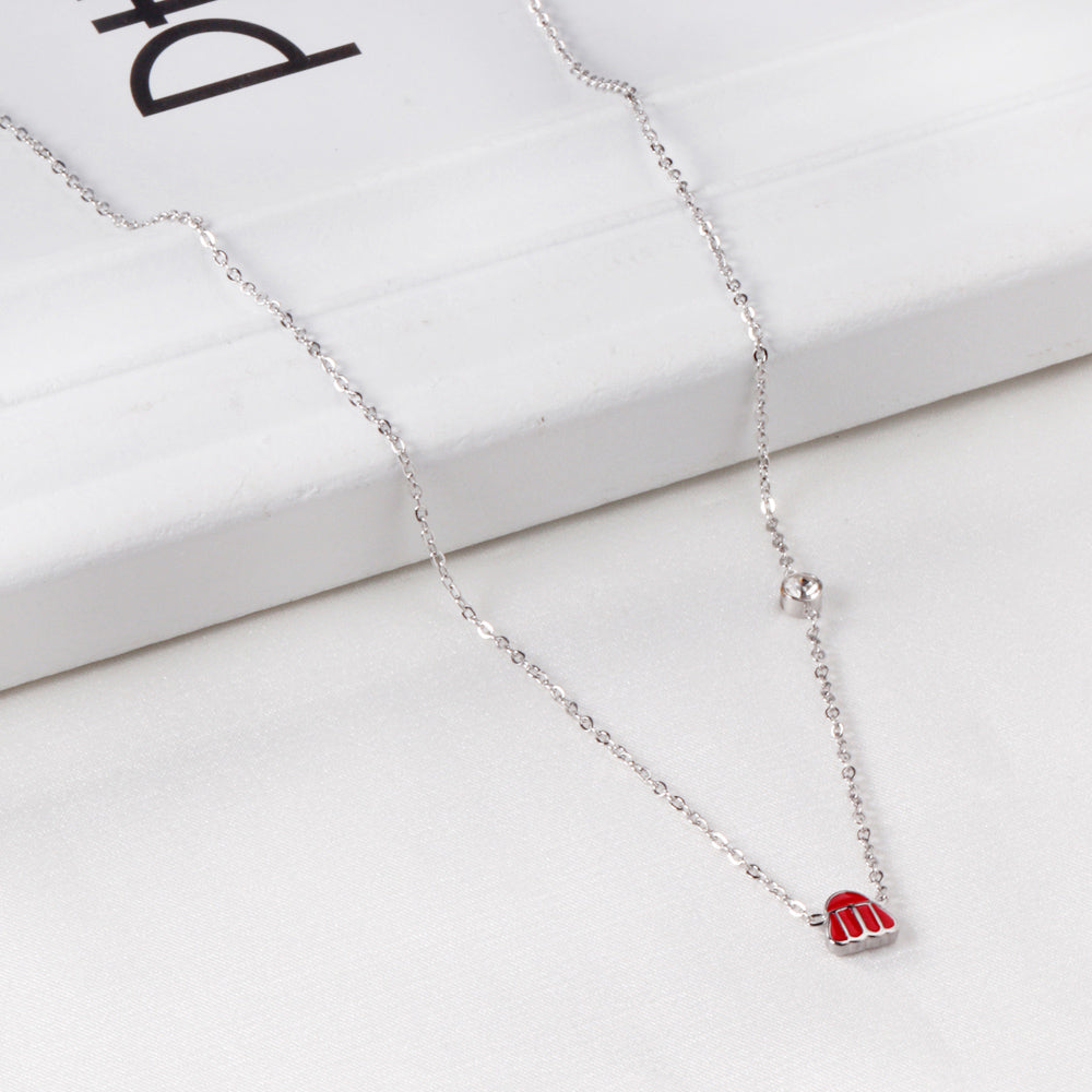 Black & Red Hat Pendant Necklace with Diamonds 45+5cm