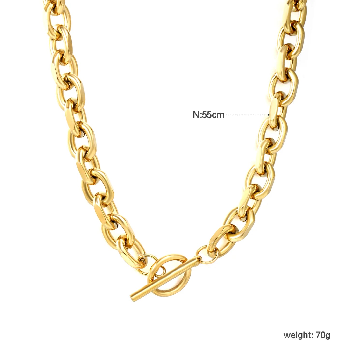 Wholesale Chunky Chain T-Bar Necklace | Minimalist Waterproof Stainless Steel Jewelry | MOQ 12 PCS