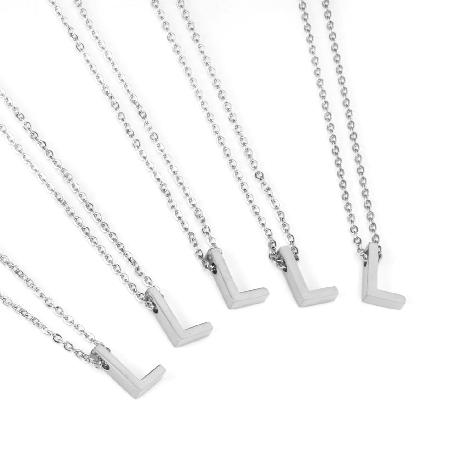 ASON Delicate Classic Style Initial 26 Letters Alphabet Chain Pendant Necklace Stainless Steel Color Jewelry Chokers