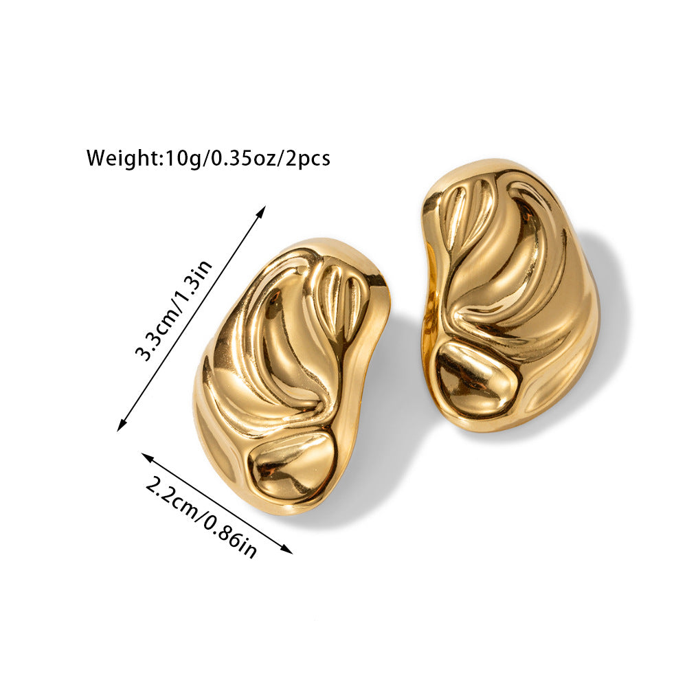 18k gold geometric irregular whacked pattern earrings for women vintage metal style fashion earrings