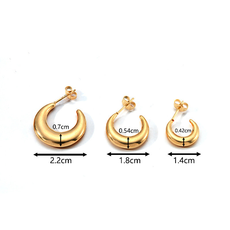 Moon Shaped Stainless Steel Earrings for Women Trendy 18K Gold Plated Earrings