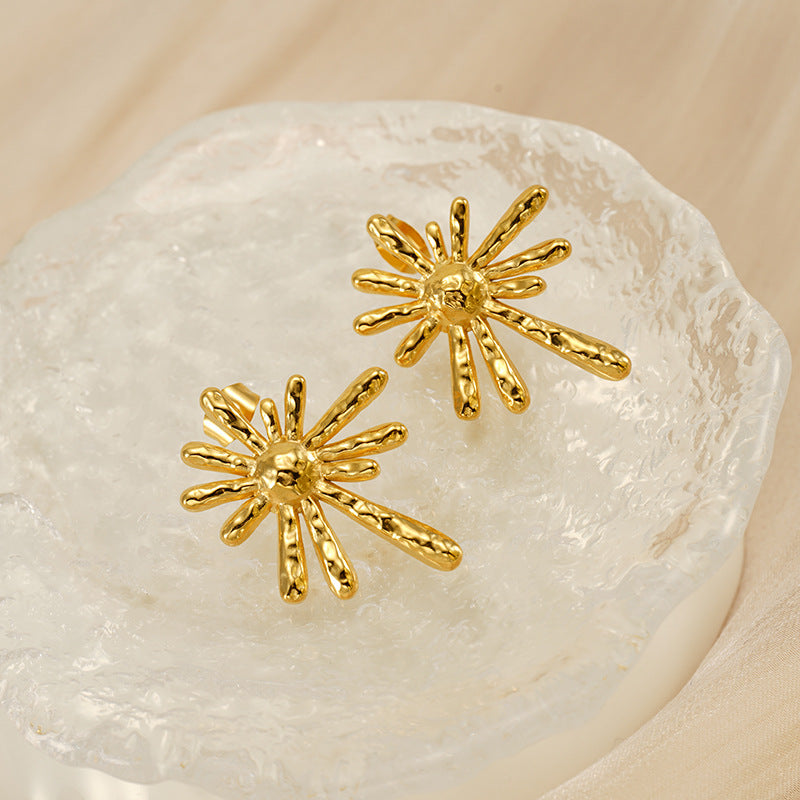 Trendy jewelry 18k gold stainless steel radiating earrings temperament fashion earrings