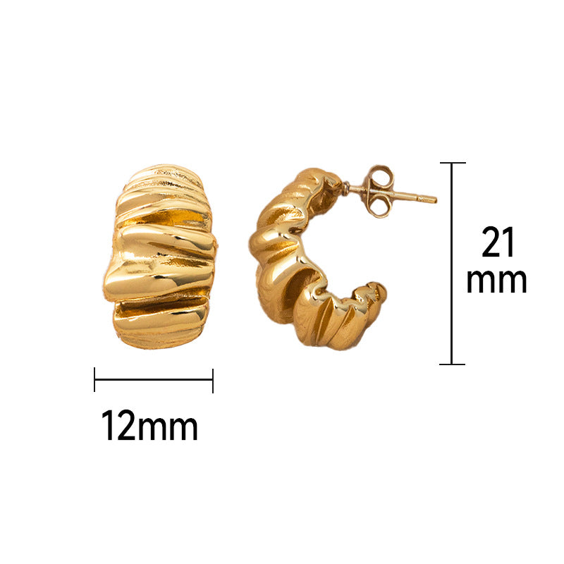 Stainless Steel Fashion Vintage Pleated Irregular Earrings