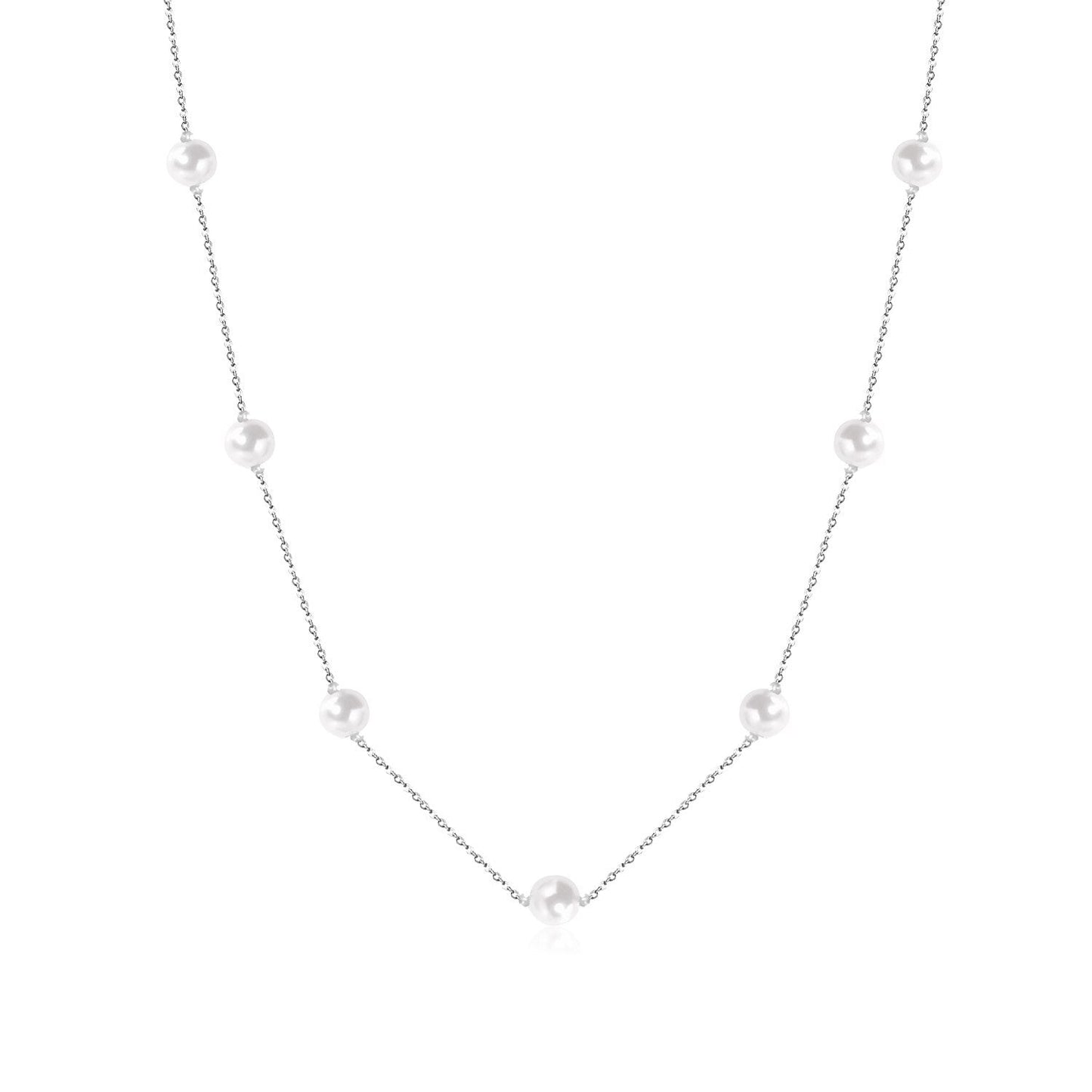 ASON White Black Round Imitation Pearl Pendant Necklace Gold Color Stainless Steel Snake Chain Jewelry Gift Party Chokers