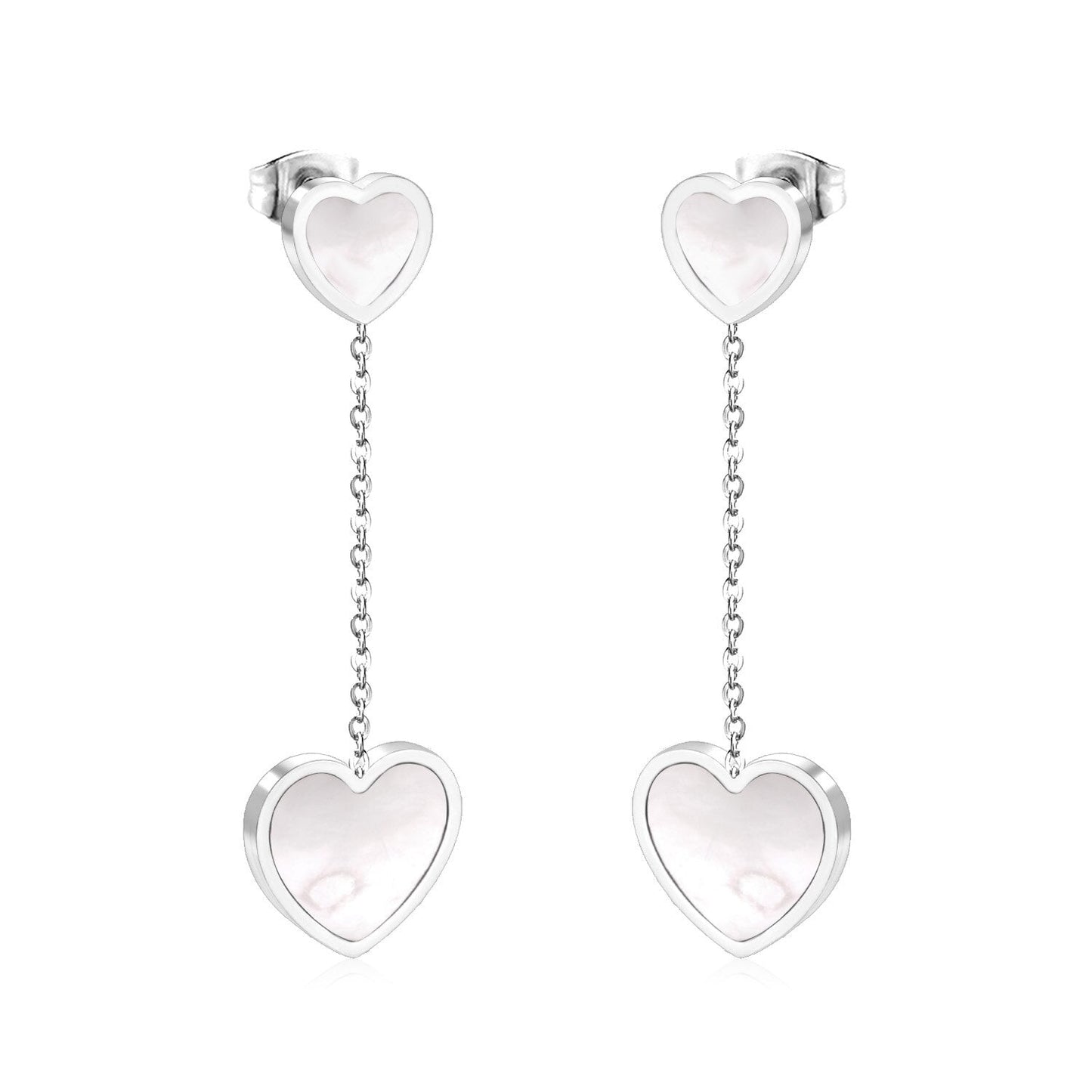 ASON Korean Style Statement Drop Earrings Shell Heart Dangle Earring Stainless Steel Jewelry for Women Femme Party Gift