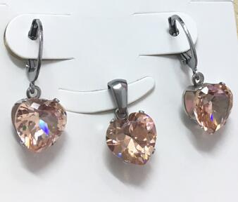 Heart Shape Luxury Jewelry Sets For Woman Dangle AAA Zirconia Earrings With Heart Fairy Aesthetic Pendant Necklace