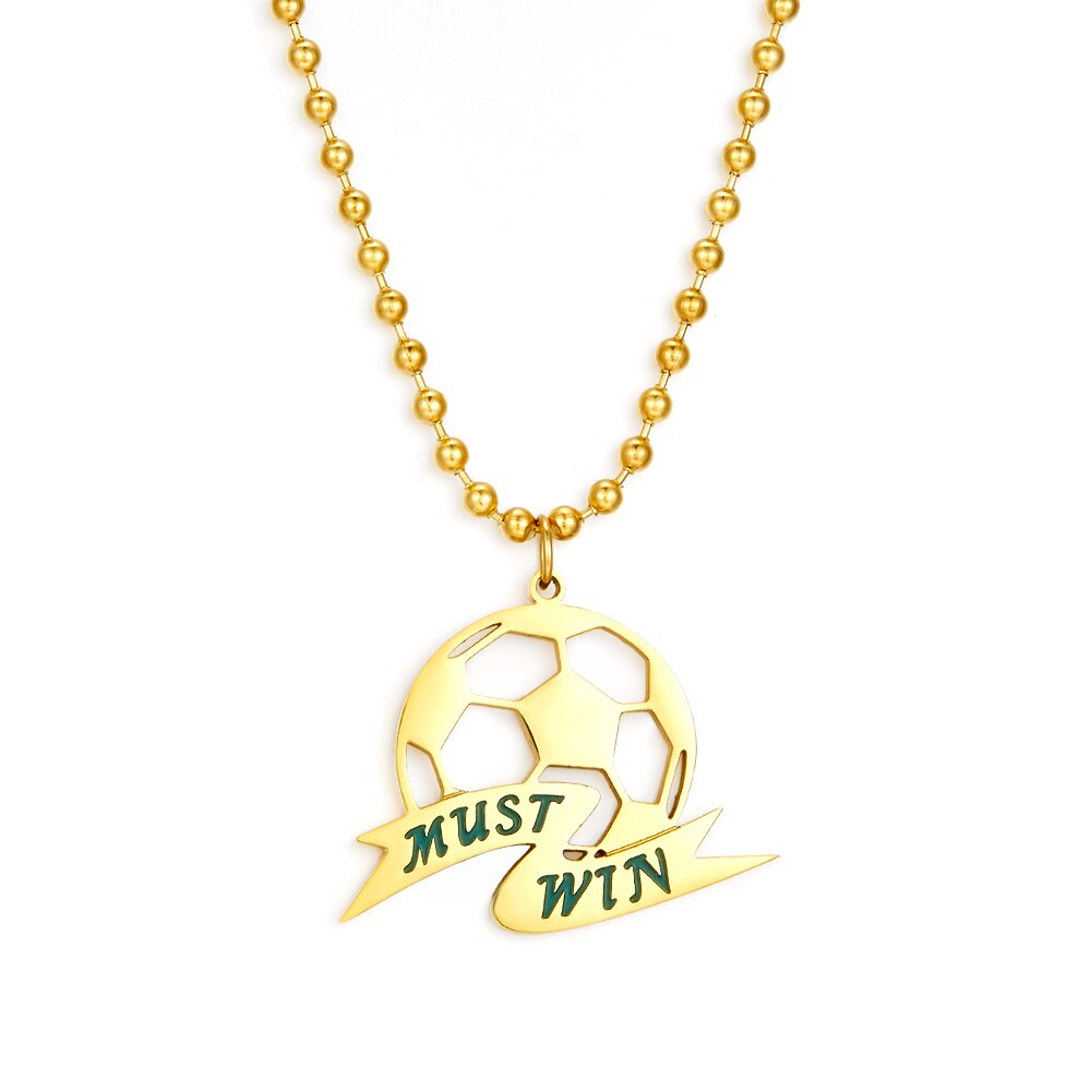 World Cup Football Pendant Necklace For Woman Must Win Man Sport Statement Thick Beads Chain Necklaces Brand Design