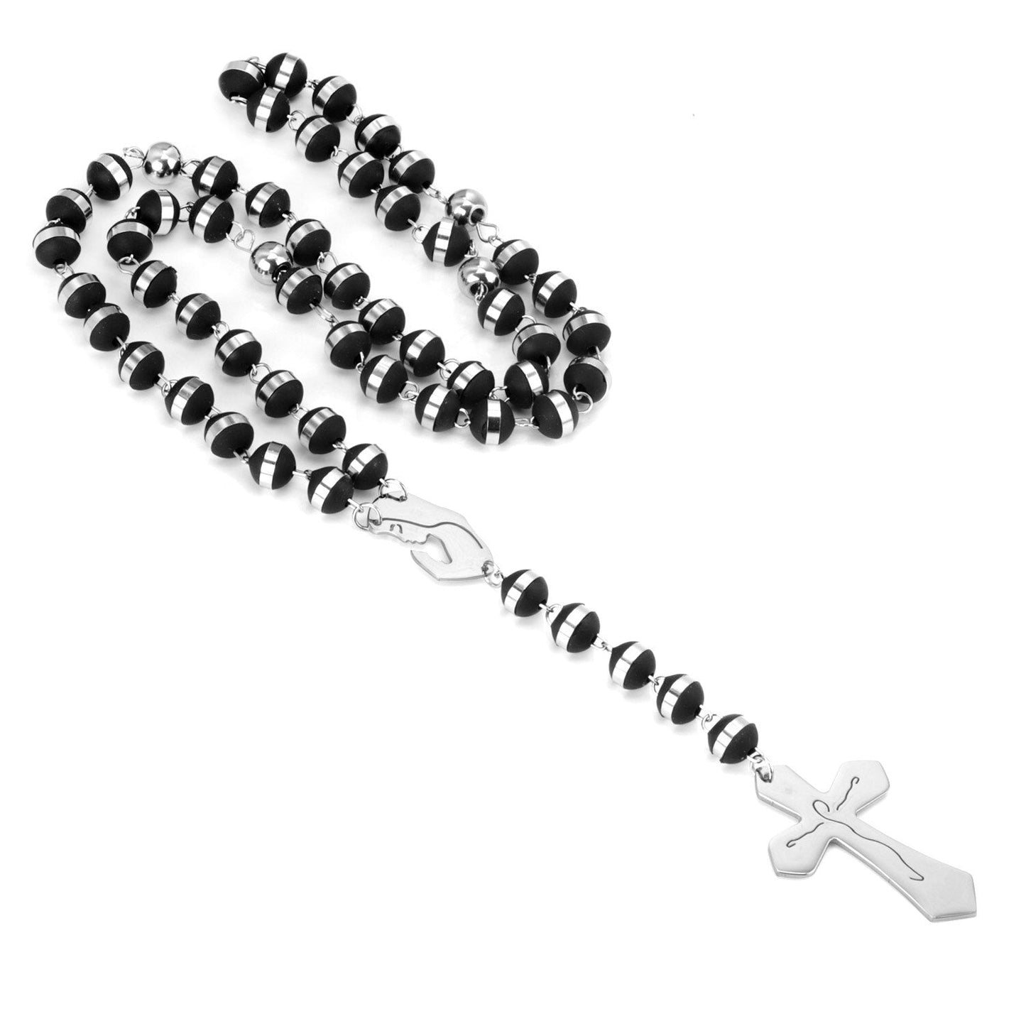 Wholesale Ason Long Scapular Catholic Rosaries Beads Christian Cross Pendant Necklaces Stainless Steel for Women Men Jewelry Chokers