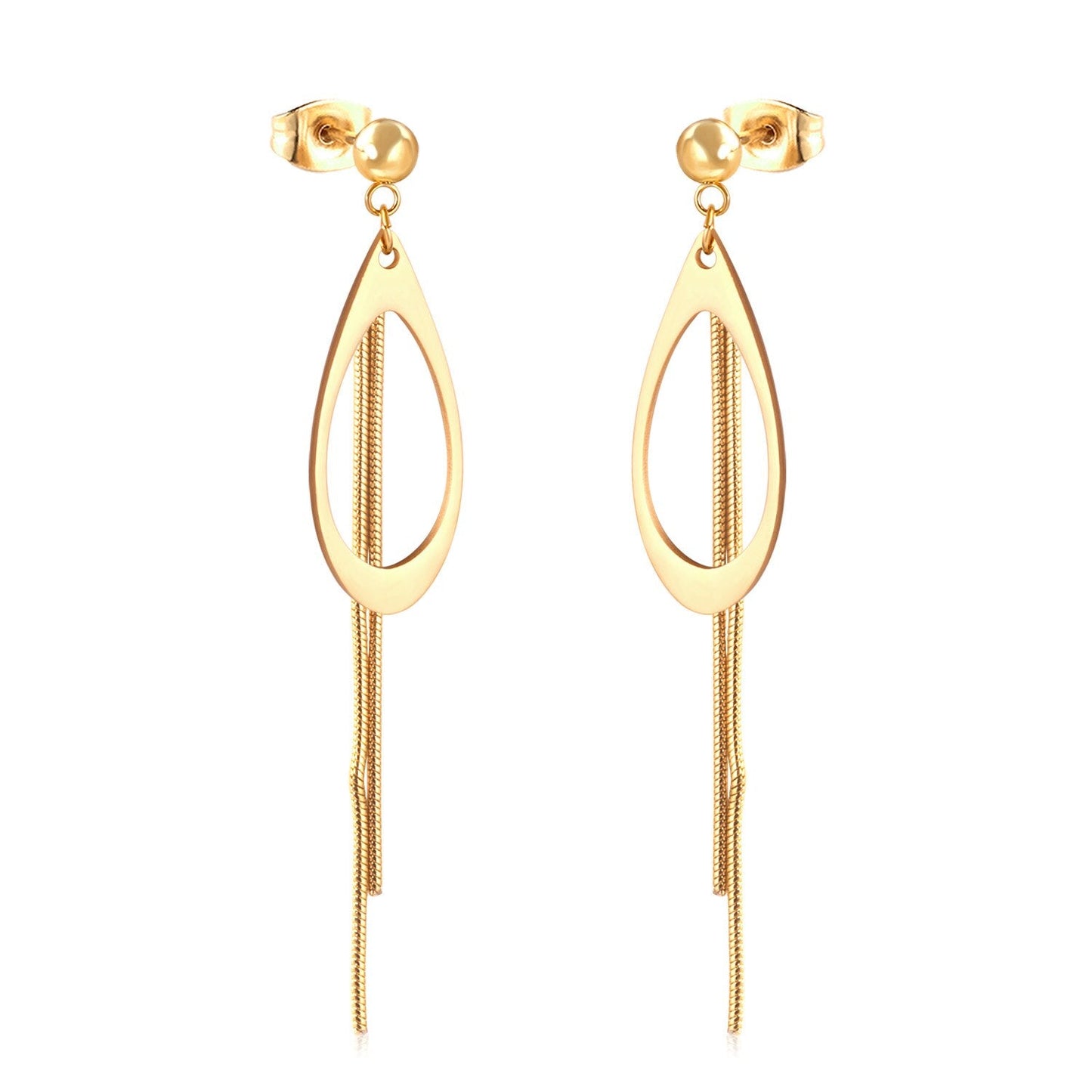 ASON Korean Style Dangle Earrings Anti-allergy Stainless Steel for Women Tassel Water Drop Earring Lovely Jewelry Gift