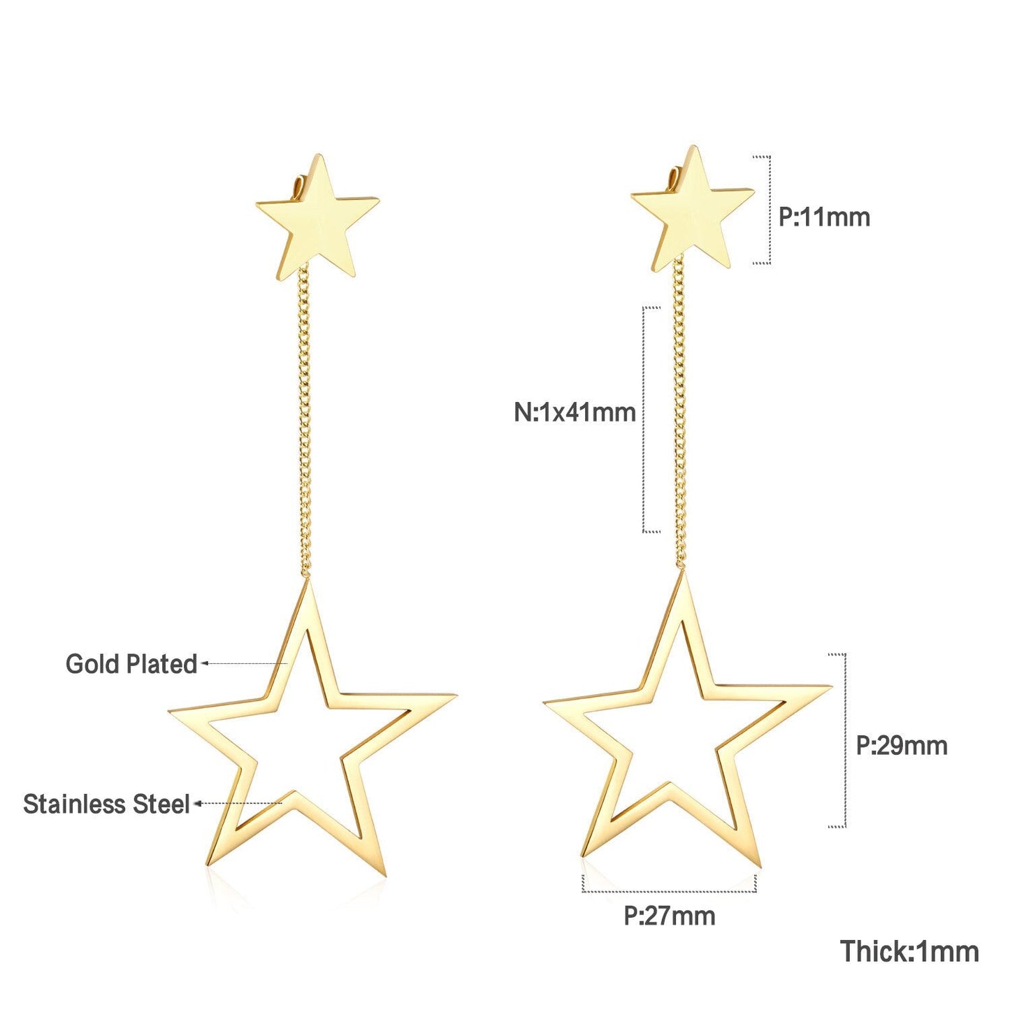 New Crystal Stars Coin Long Tassel Dangle Earrings For Women Girls Stainless Steel Trending Korean Fashion Jewelry