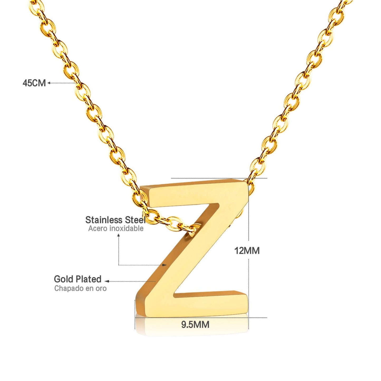 ASON Delicate Classic Style Initial 26 Letters Alphabet Chain Pendant Necklace Stainless Steel Gold Color Jewelry Chokers