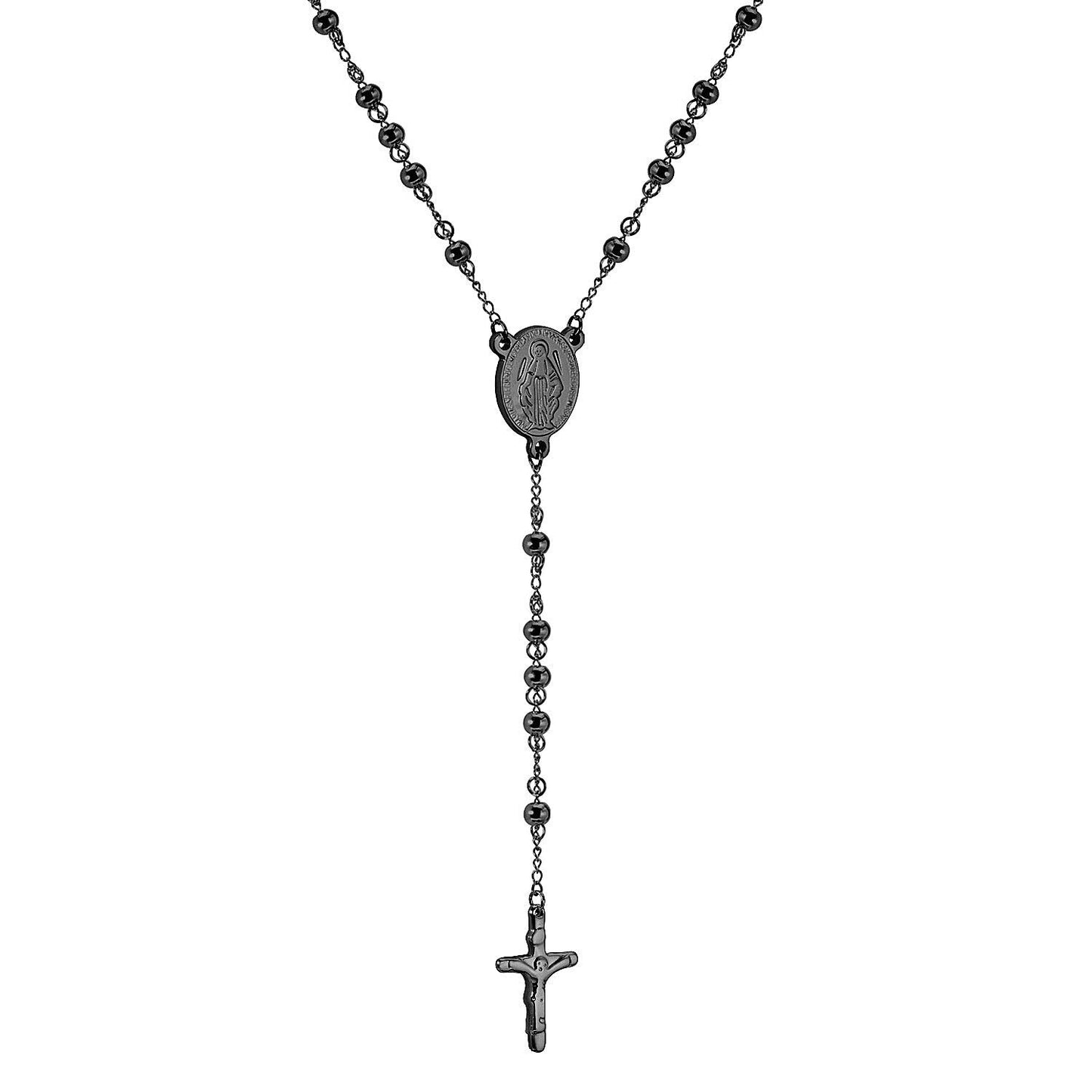 Wholesale Ason Long Scapular Catholic Rosaries Beads Christian Cross Pendant Necklaces Stainless Steel for Women Men Jewelry Chokers
