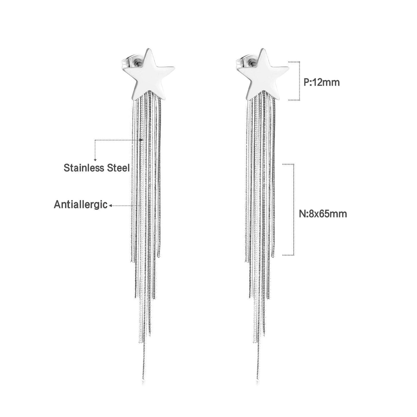 Long Chain Tassel Earrings Women's Gold Color Stainless Steel Drop Earrings Korean Fashion Party Jewelry Wholesale