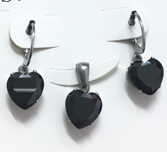 Heart Shape Luxury Jewelry Sets For Woman Dangle AAA Zirconia Earrings With Heart Fairy Aesthetic Pendant Necklace