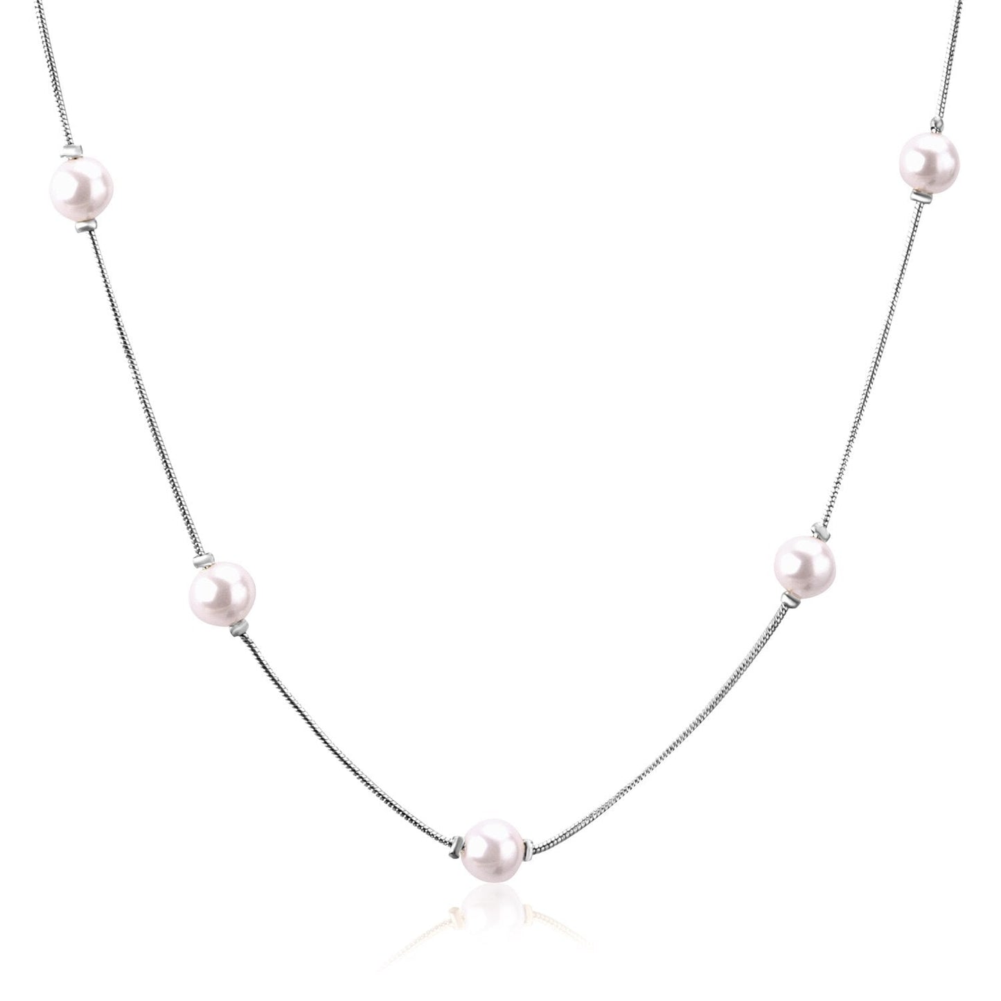 ASON White Black Round Imitation Pearl Pendant Necklace Gold Color Stainless Steel Snake Chain Jewelry Gift Party Chokers