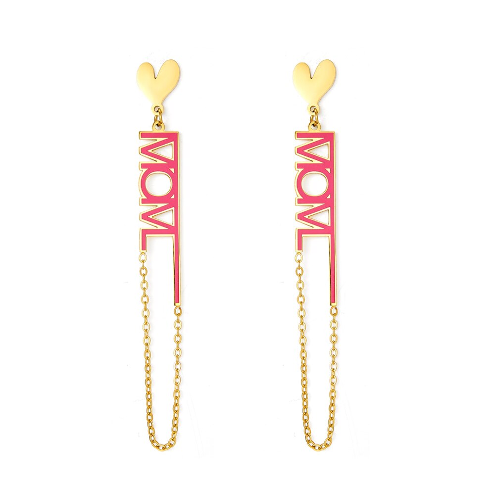 Mother Matching Letter Pendients Earrings For Woman Love Mama Dangle Earrings 2022 New Colorful Design Heart Drops