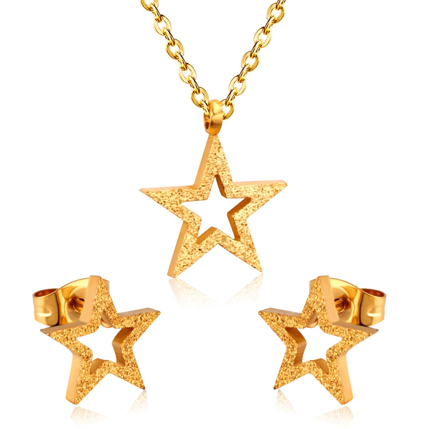 ASON Owl Cubic Zirconia Link Chain Pendant Necklace Jewelry Sets for Women/Girl Gold Color Fashion Piercing Stud Earrings