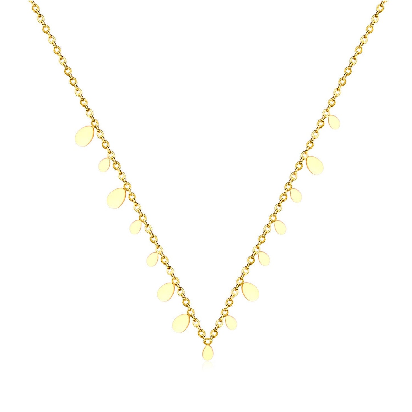 ASON New Stainless Steel Water Drop Shape Pendant Collier Bijoux Gold Color Choker Necklace Accessories Friend Gift Jewelry