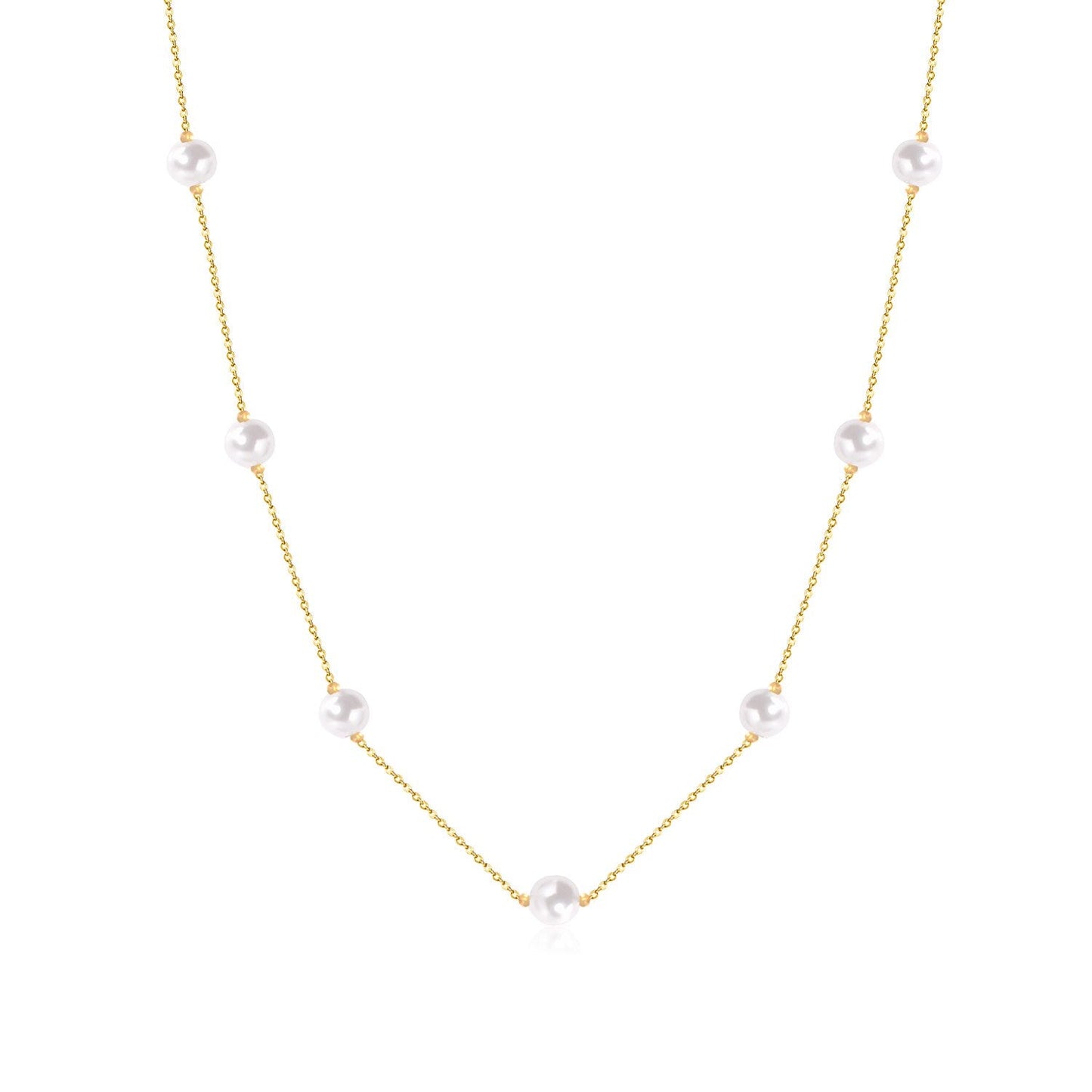 ASON White Black Round Imitation Pearl Pendant Necklace Gold Color Stainless Steel Snake Chain Jewelry Gift Party Chokers