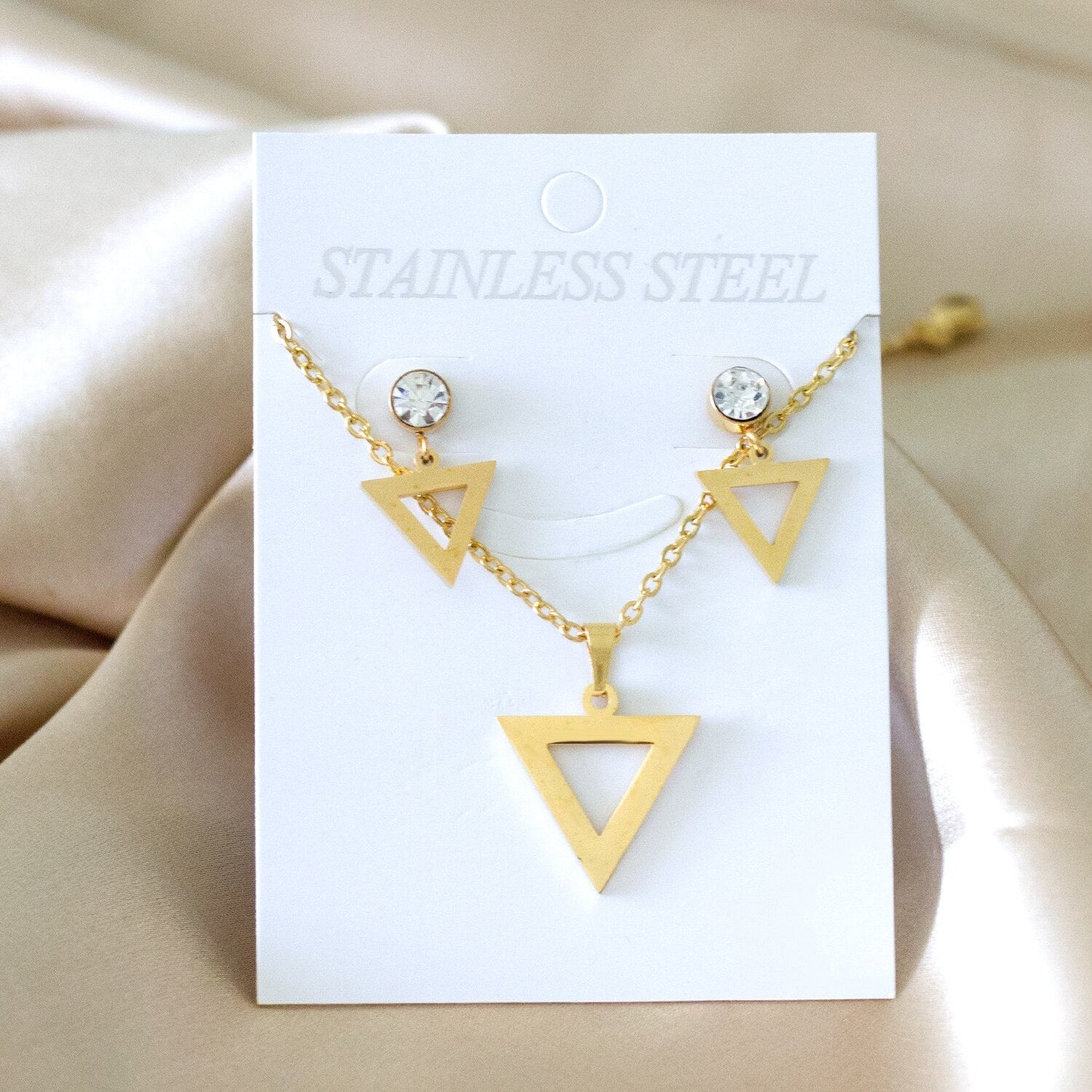 ASON Classic Jewelry Top 316L Stainless Steel Bridal Wedding Jewelry Set for Women Necklace Pendant Small Stud Earring