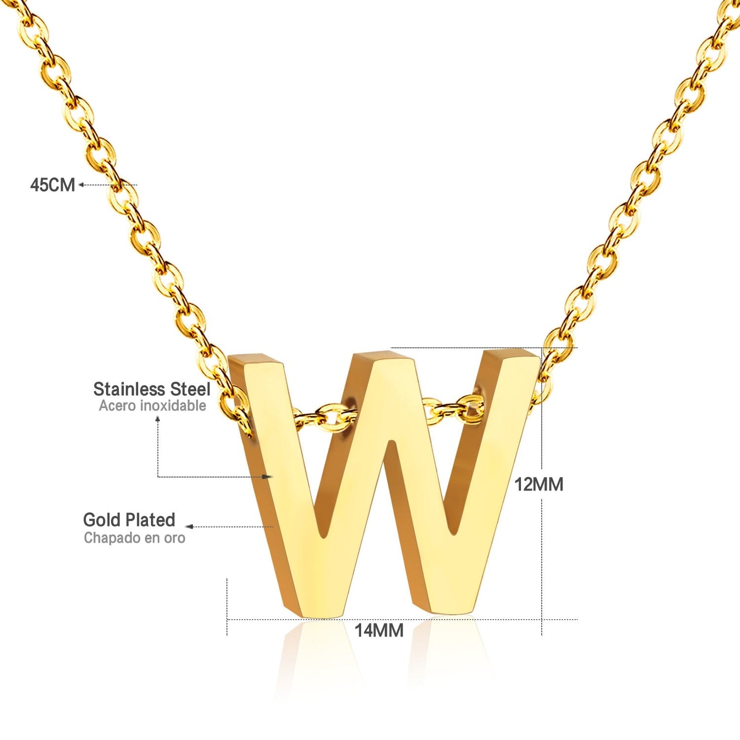 ASON Delicate Classic Style Initial 26 Letters Alphabet Chain Pendant Necklace Stainless Steel Gold Color Jewelry Chokers
